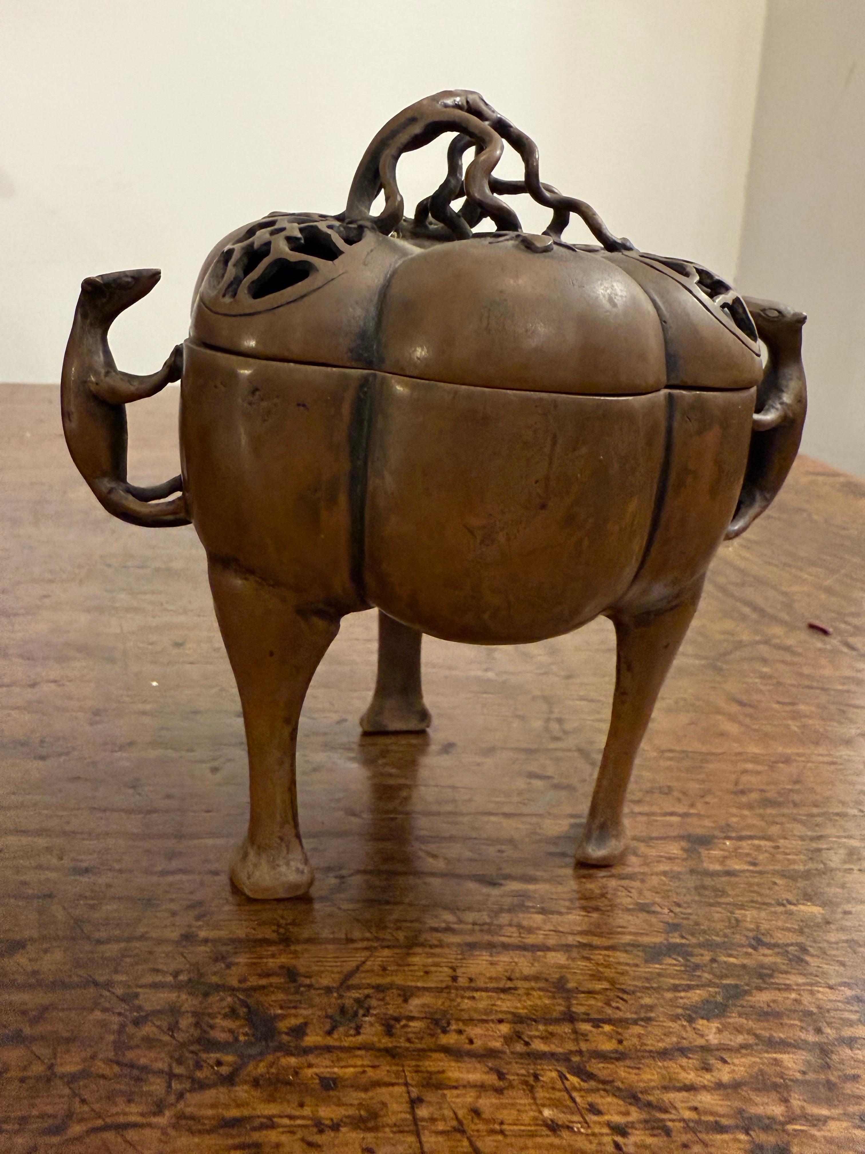 Censer cinese con coperchio in bronzo, XIX secolo in vendita 9