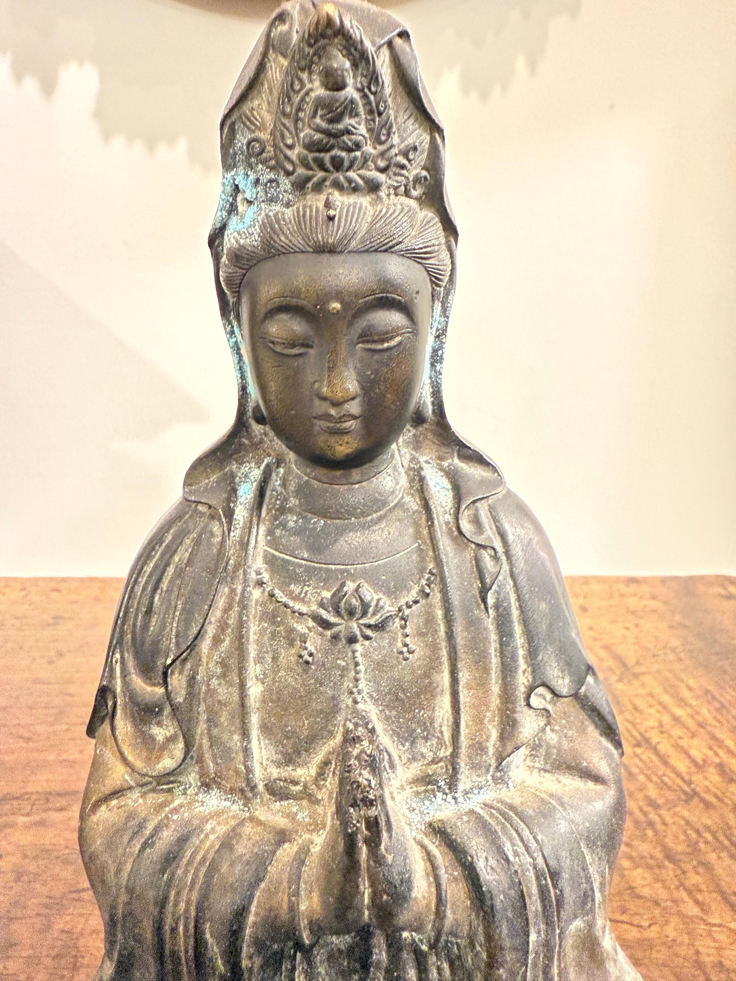Qing A Chinese Bronze Seated Guanyin, 19th Century For Sale