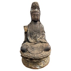 A Chinese Bronze Seated Guanyin with Mark, 19th Century