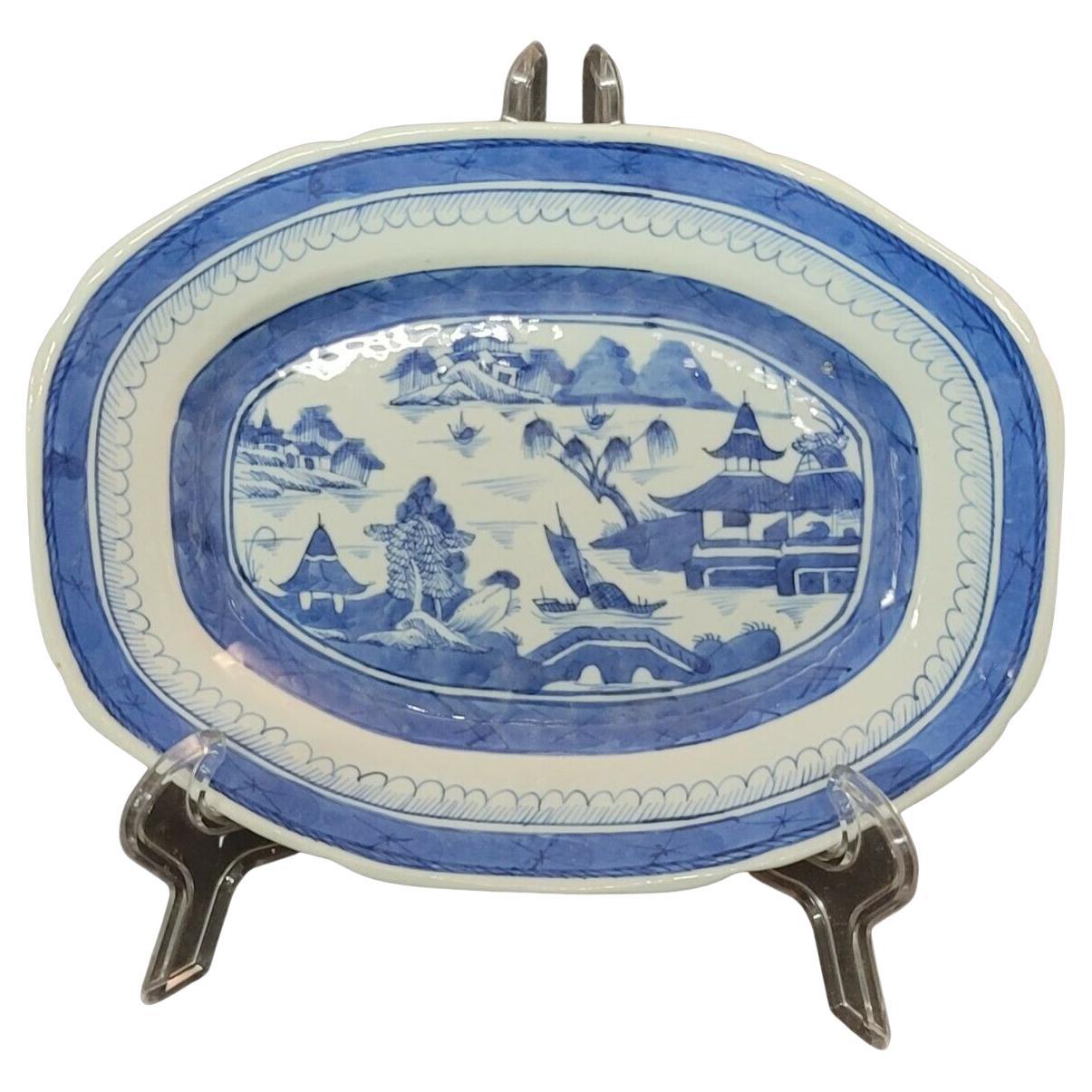 Chinese Canton Blue and White Porcelain Plater B-004 For Sale