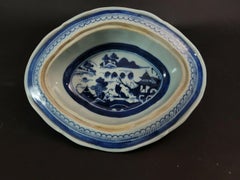 Chinese Canton Blue and White Porcelain Plater