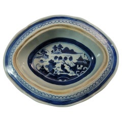 Chinese Canton Blue and White Porcelain Plater