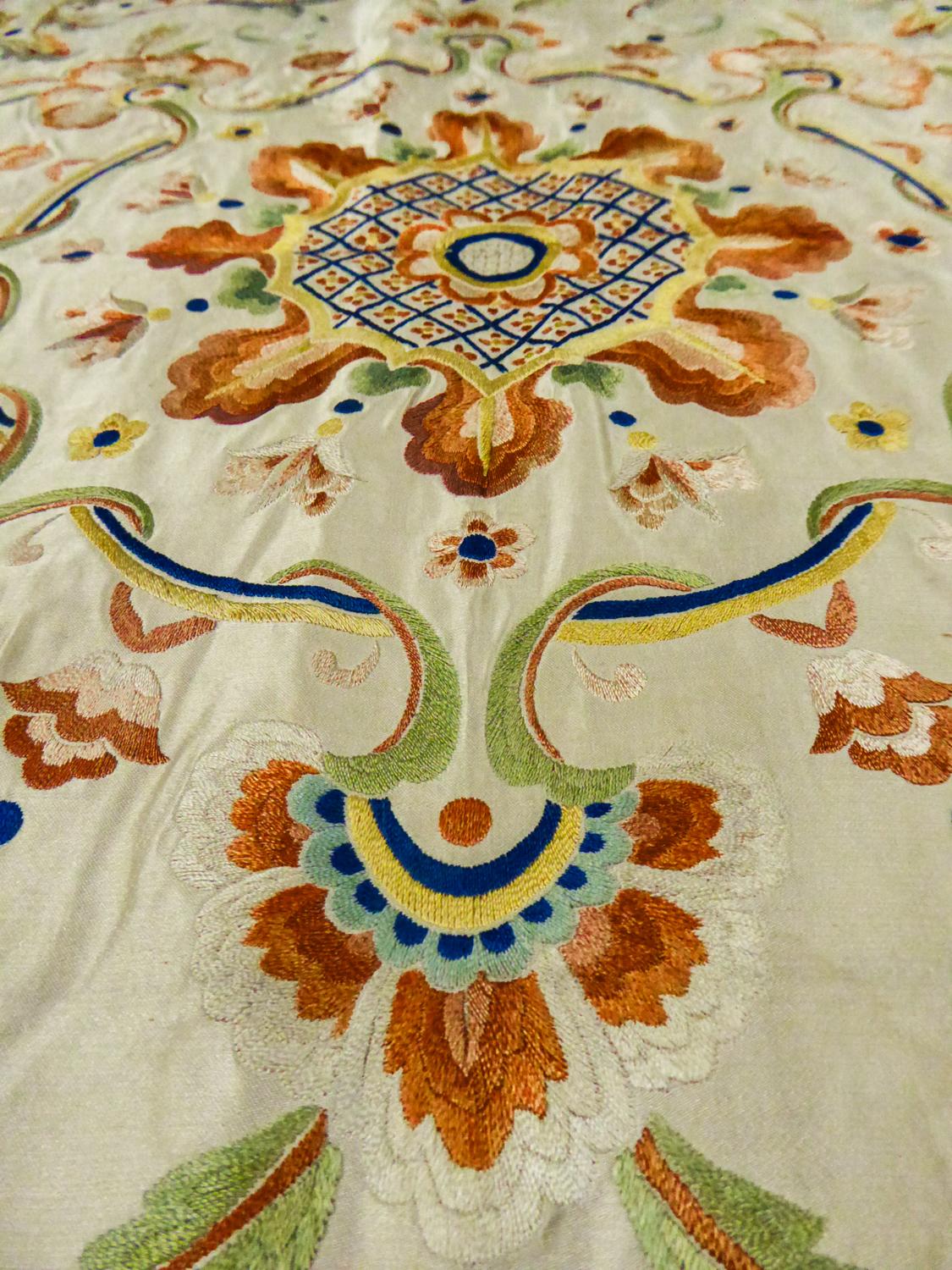 A Chinese / Canton Satin Embroidered Bedspread For Export To Europe Circa 1780/ For Sale 2