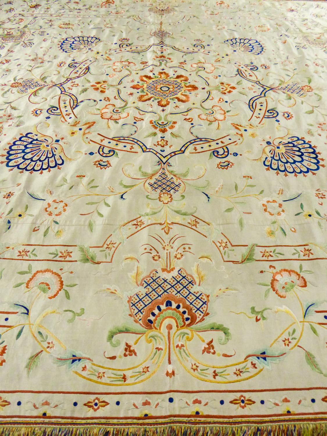 Women's or Men's A Chinese / Canton Satin Embroidered Bedspread For Export To Europe Circa 1780/ For Sale