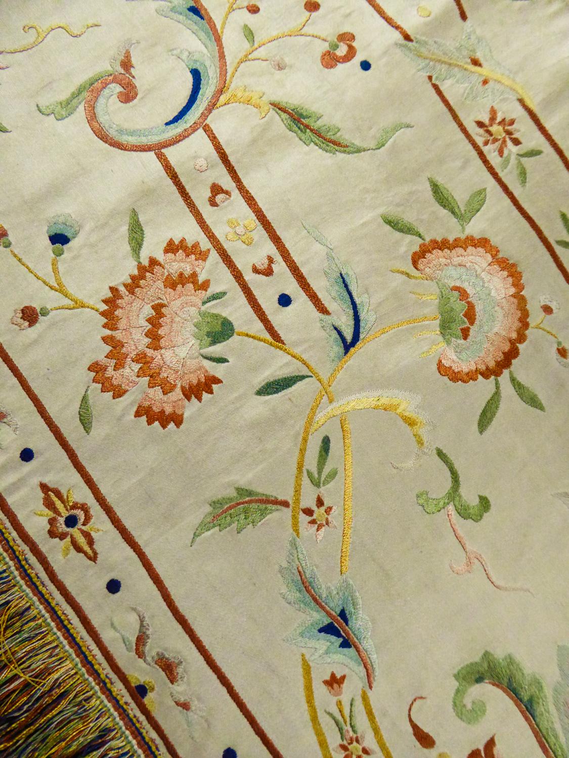 A Chinese / Canton Satin Embroidered Bedspread For Export To Europe Circa 1780/ For Sale 1