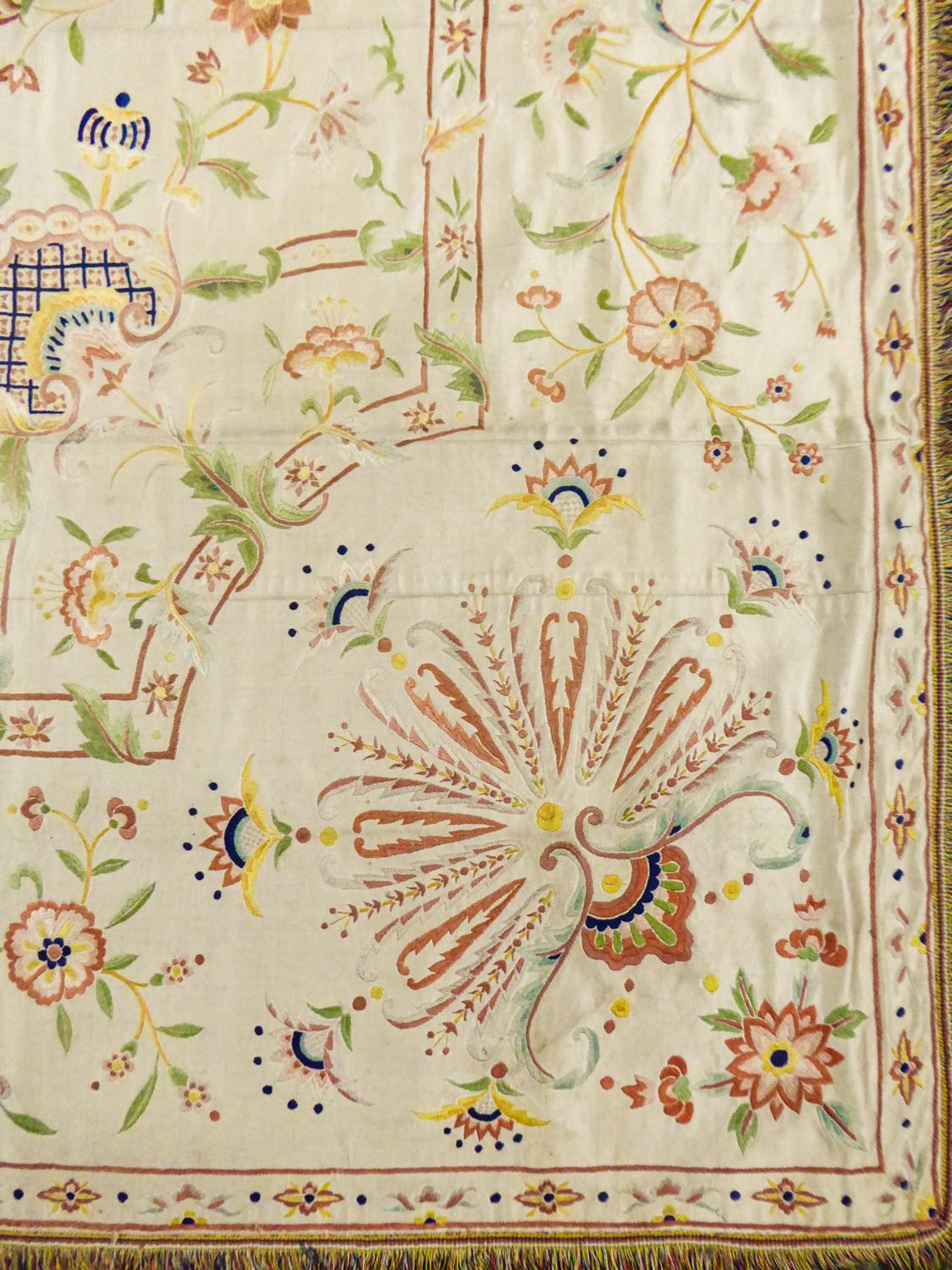 A Chinese / Canton Satin Embroidered Bedspread For Export To Europe Circa 1780 For Sale 9
