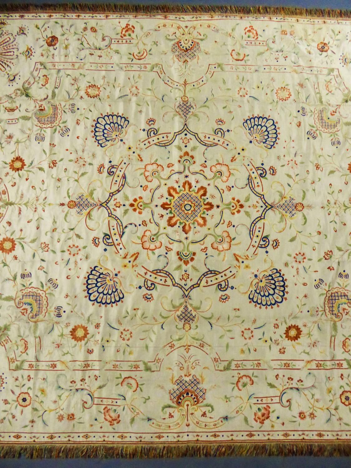 A Chinese / Canton Satin Embroidered Bedspread For Export To Europe Circa 1780 For Sale 1