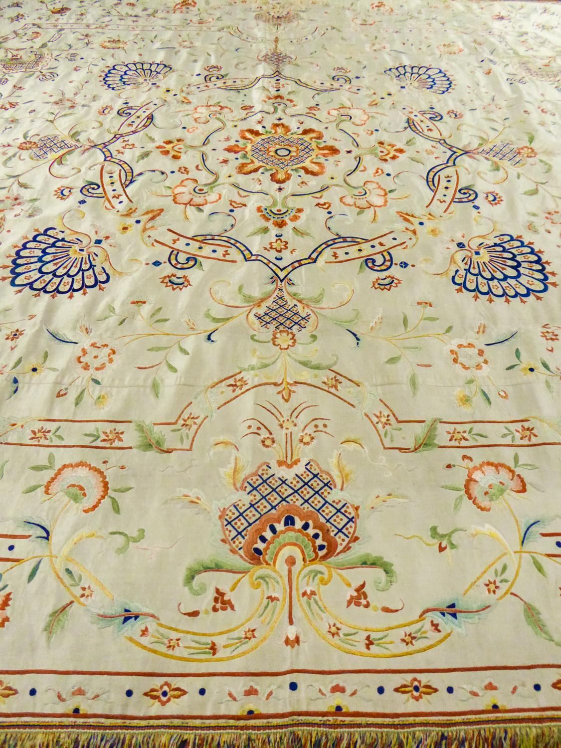 A Chinese / Canton Satin Embroidered Bedspread For Export To Europe Circa 1780 For Sale 3