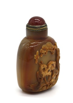 Chinese Carved Agate "Horse and Monkey" Snuff Bottle