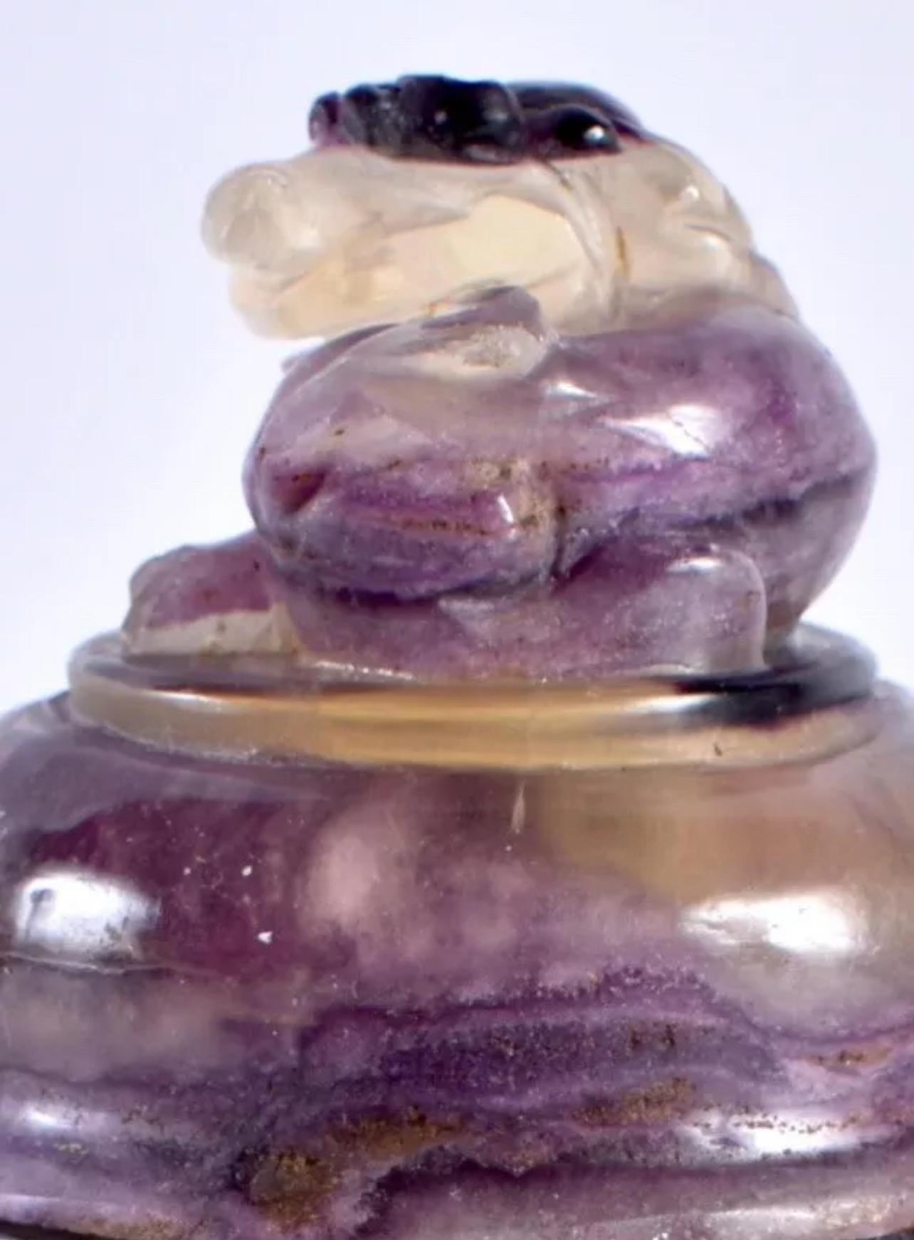 Hand-Carved A Chinese carved amethyst incense censor and cover, Qing Dynasty, 19th C For Sale