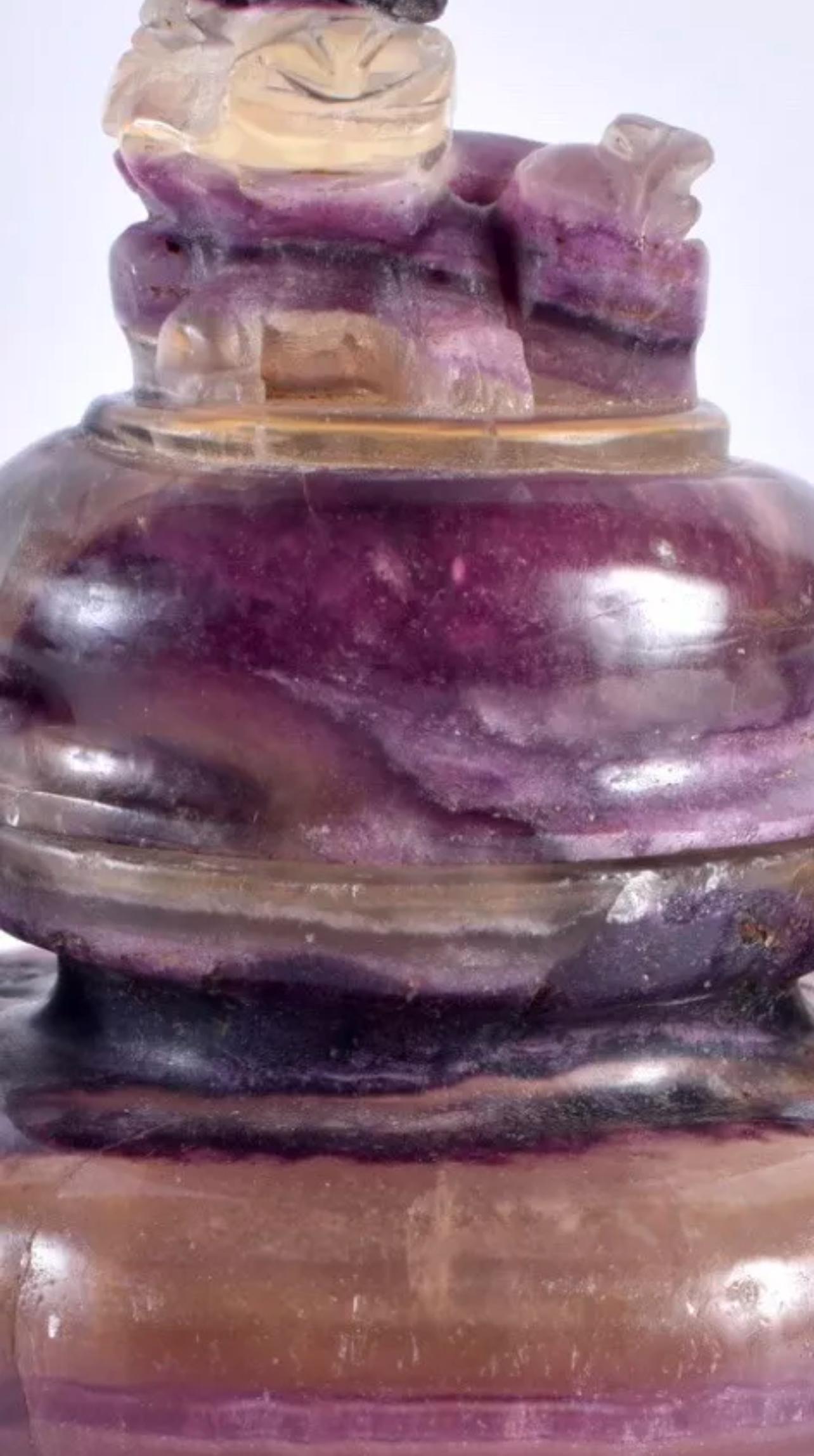 A Chinese carved amethyst incense censor and cover, Qing Dynasty, 19th C In Good Condition For Sale In London, GB