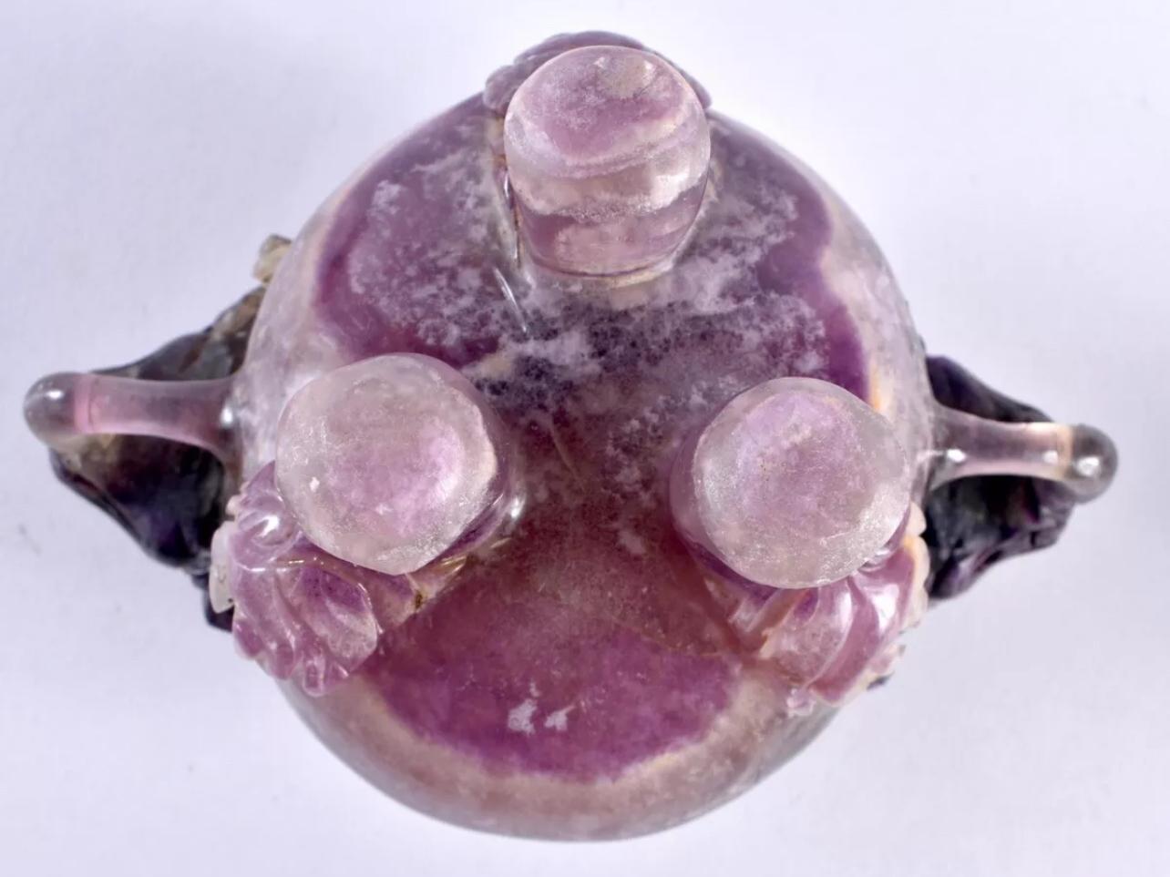 Amethyst A Chinese carved amethyst incense censor and cover, Qing Dynasty, 19th C For Sale