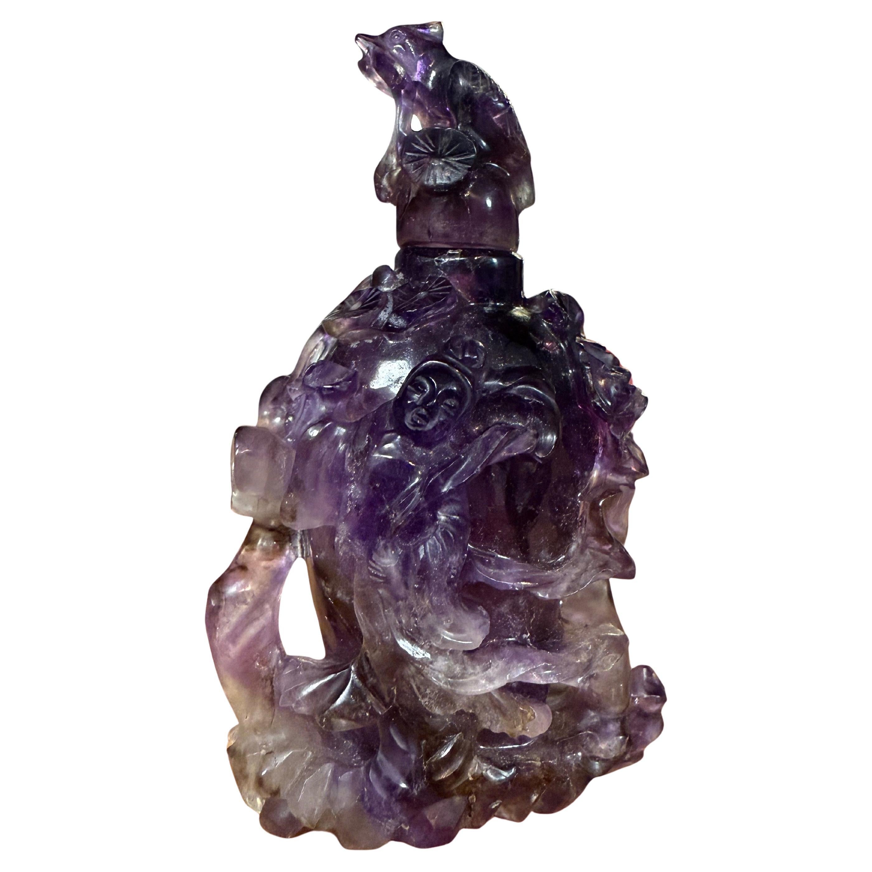 A Chinese Carved Amethyst Snuff Bottle, 18th Century Ex Sotheby's