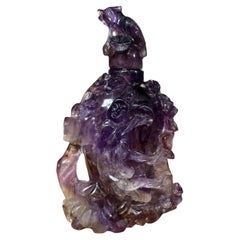 A Chinese Carved Amethyst Snuff Bottle, 18th Century Ex Sotheby's