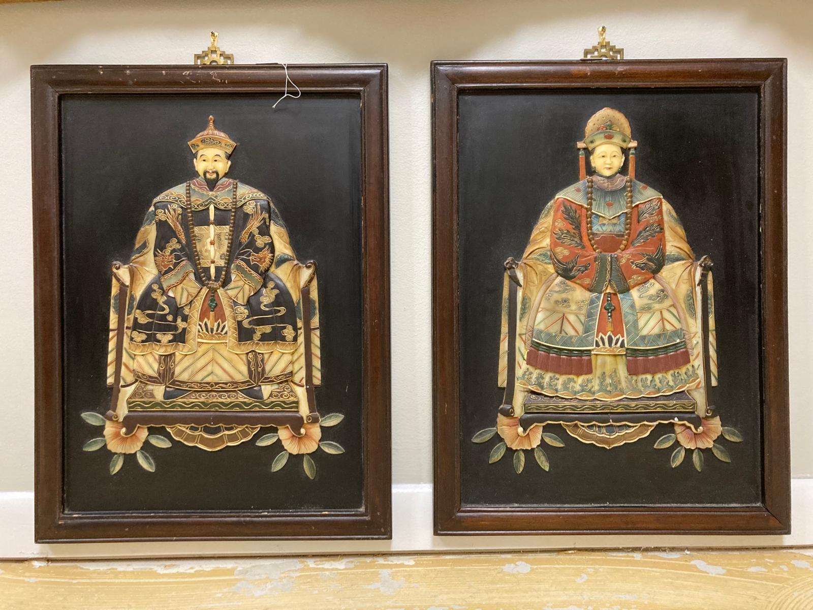 Portrait d'un empereur et d'empereurs en pierre dure sculptée chinoise Bon état - En vente à Birmingham, AL