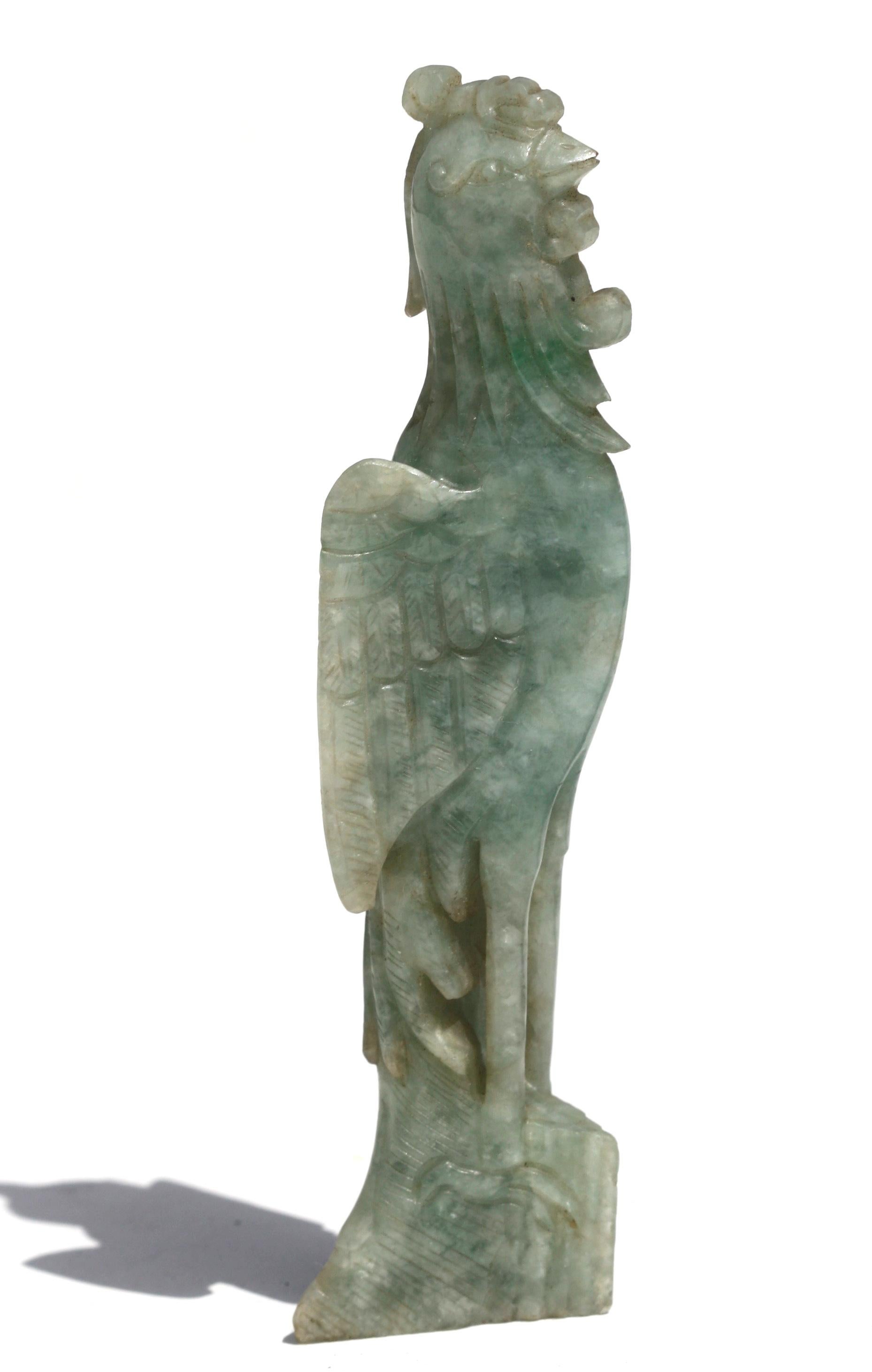 Chinese Carved Jade Figure of a Phoenix In Good Condition For Sale In West Palm Beach, FL