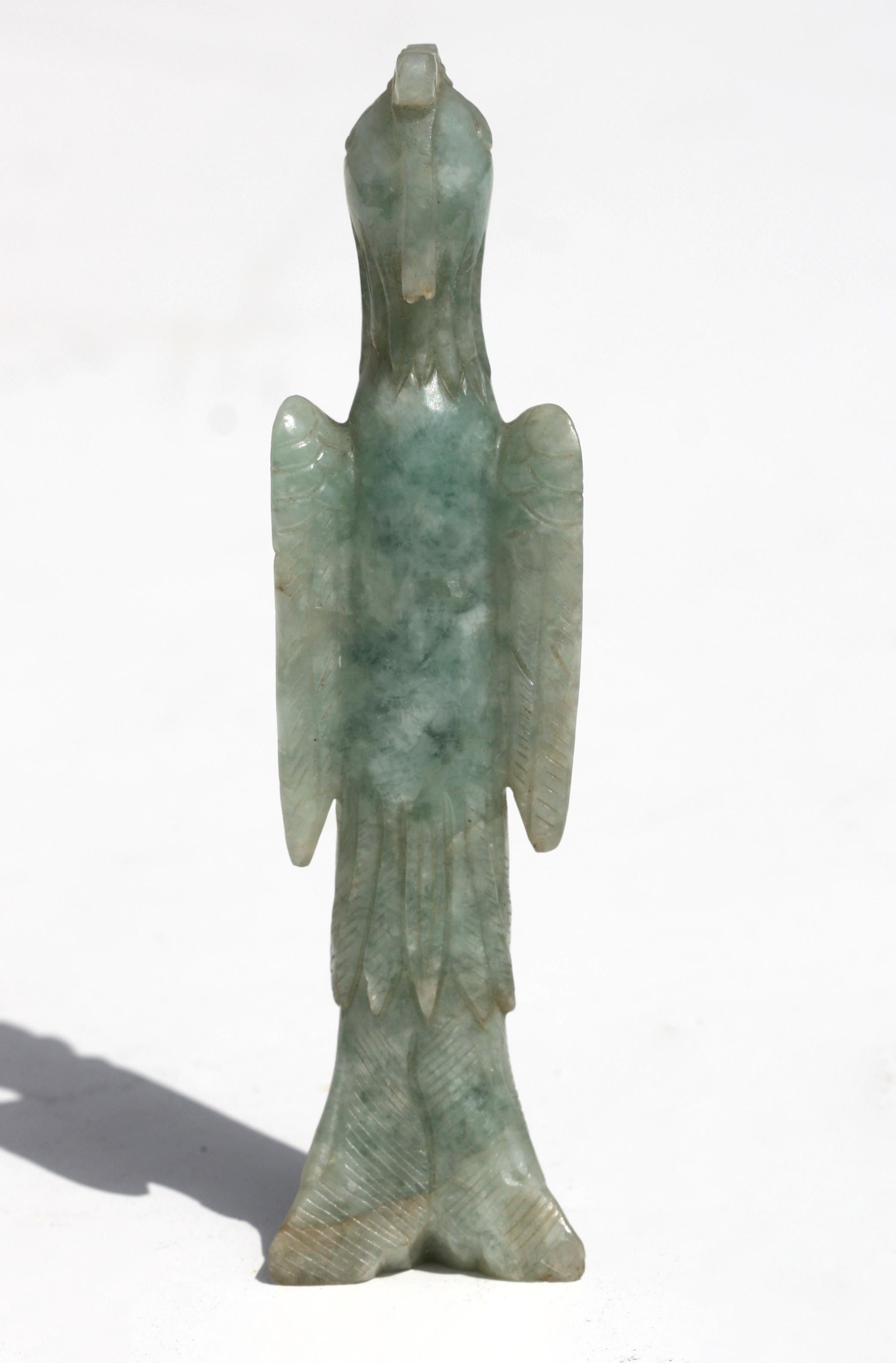 20th Century Chinese Carved Jade Figure of a Phoenix For Sale