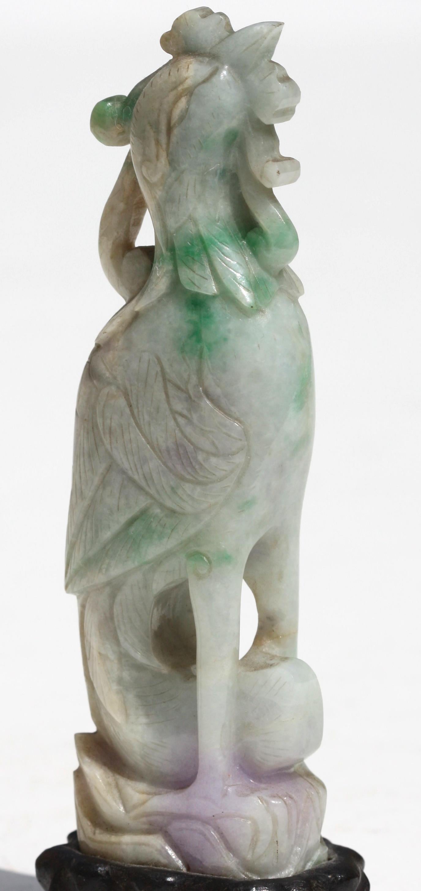 Chinese Carved Jadeite Figure of a Phoenix For Sale 1