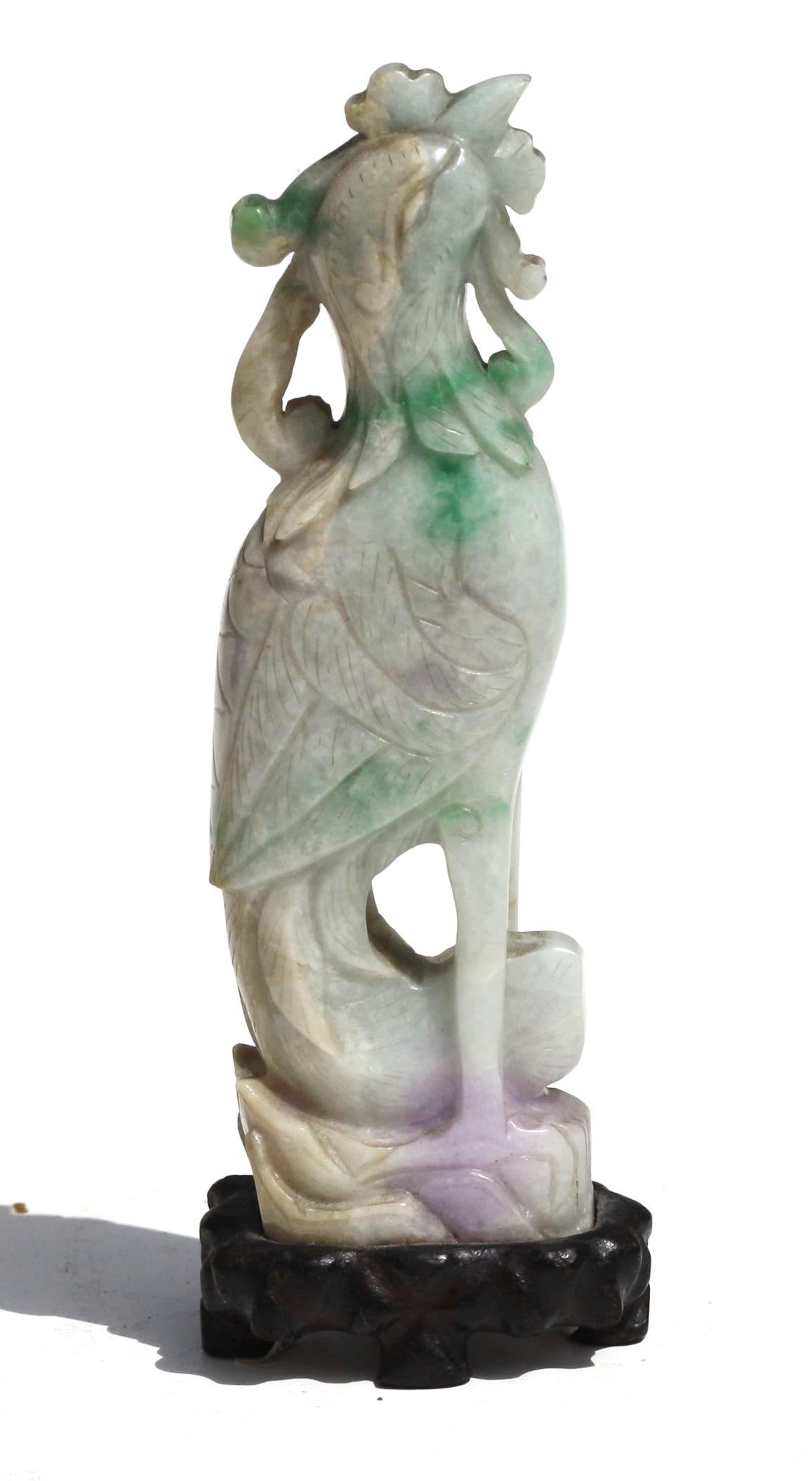 Chinese Carved Jadeite Figure of a Phoenix For Sale 2