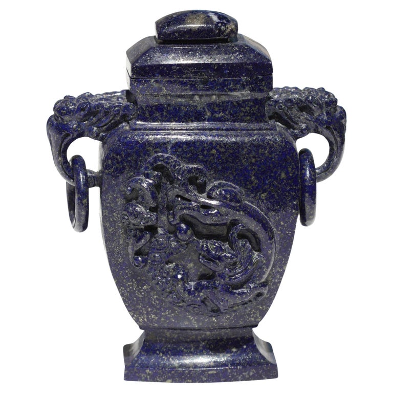 Chinese Carved Lapis-Lazuli Vase and Cover, 19th / 20th Century For Sale at  1stDibs