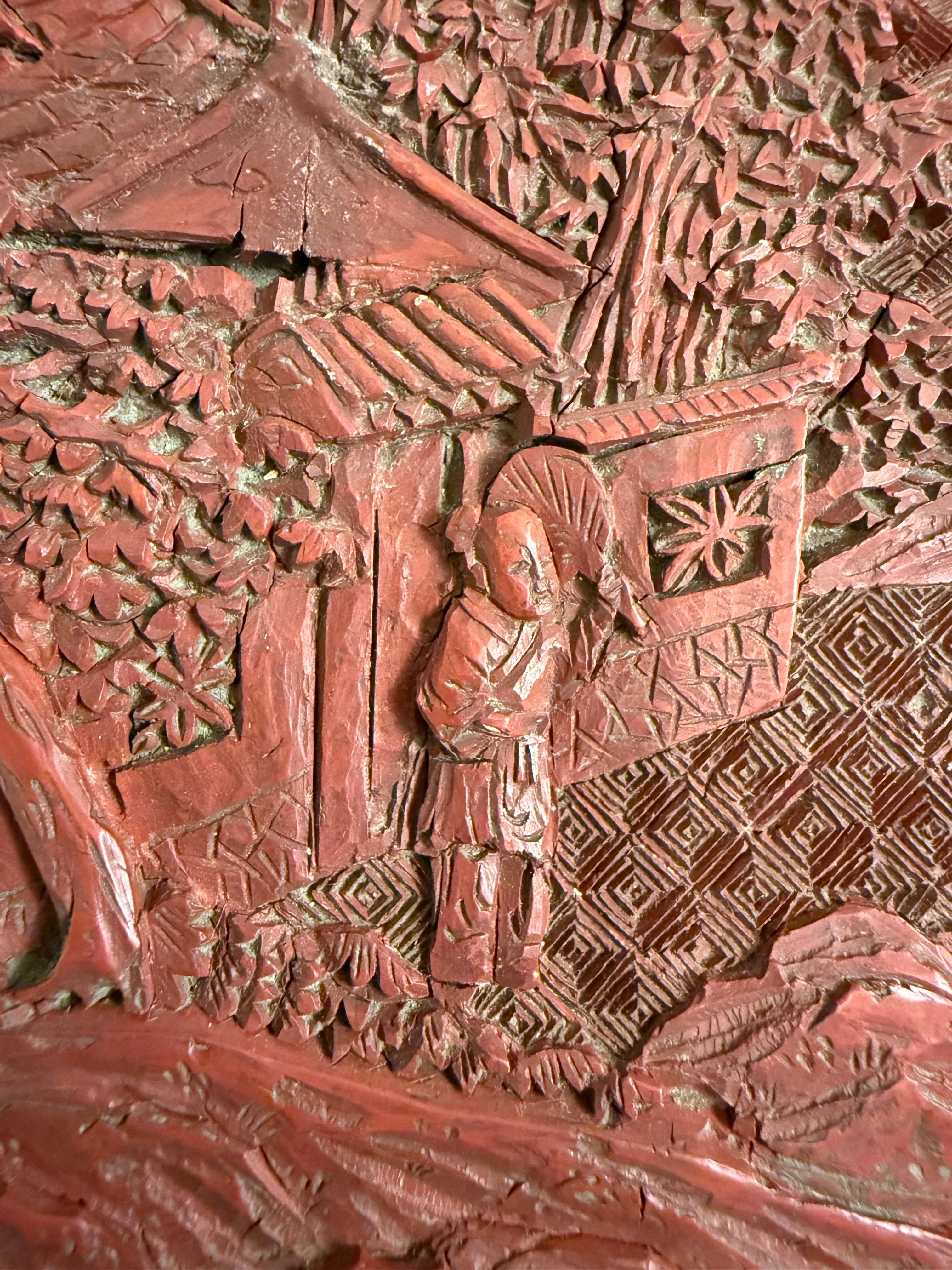 A Chinese Carved Red Lacquer Cinnabar Box, 19th Century For Sale 7