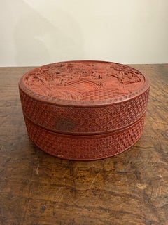 A Chinese Carved Red Lacquer Cinnabar Box, 19th Century