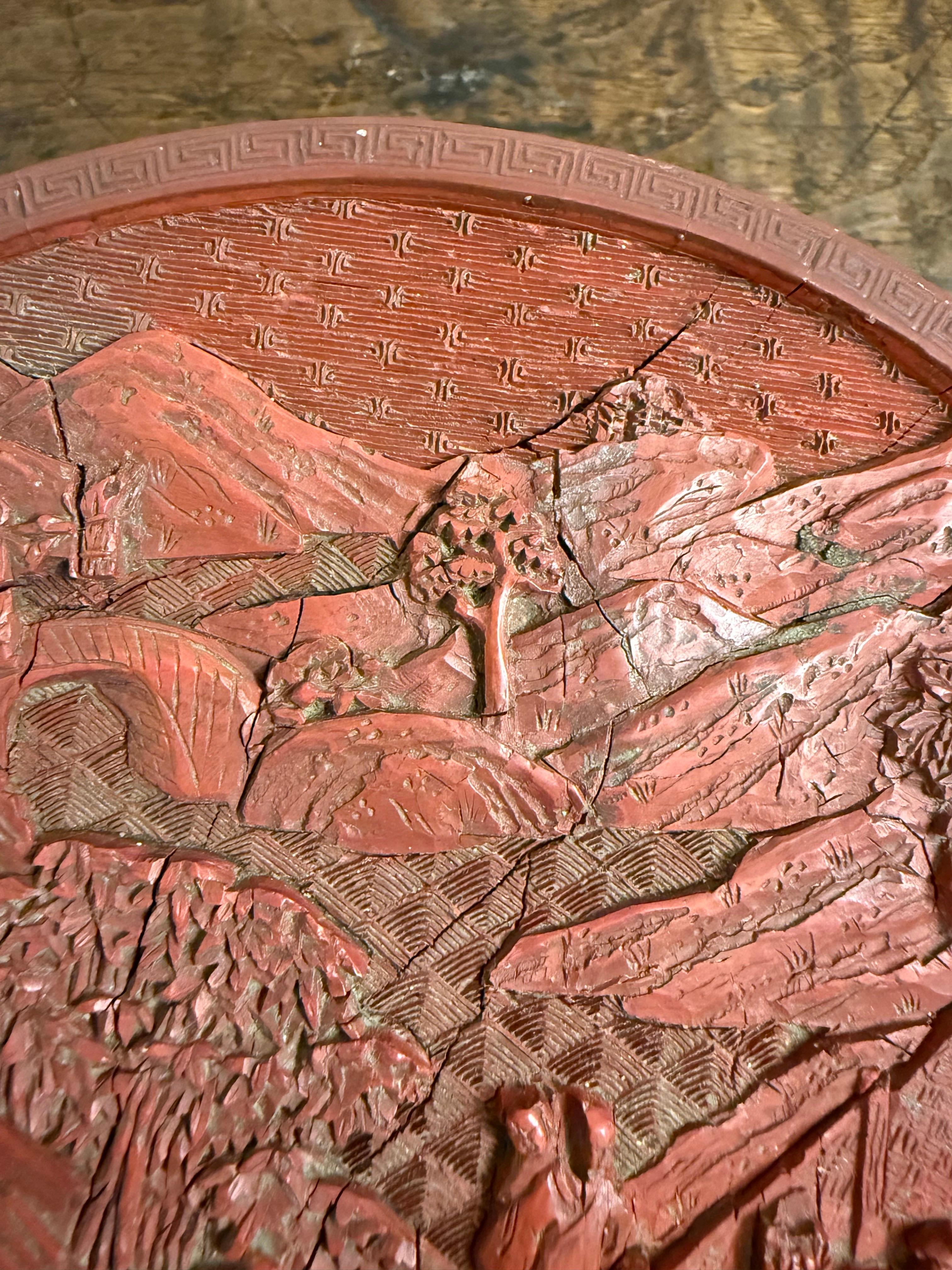 A Chinese Carved Red Lacquer Cinnabar Box, 19th Century For Sale 3