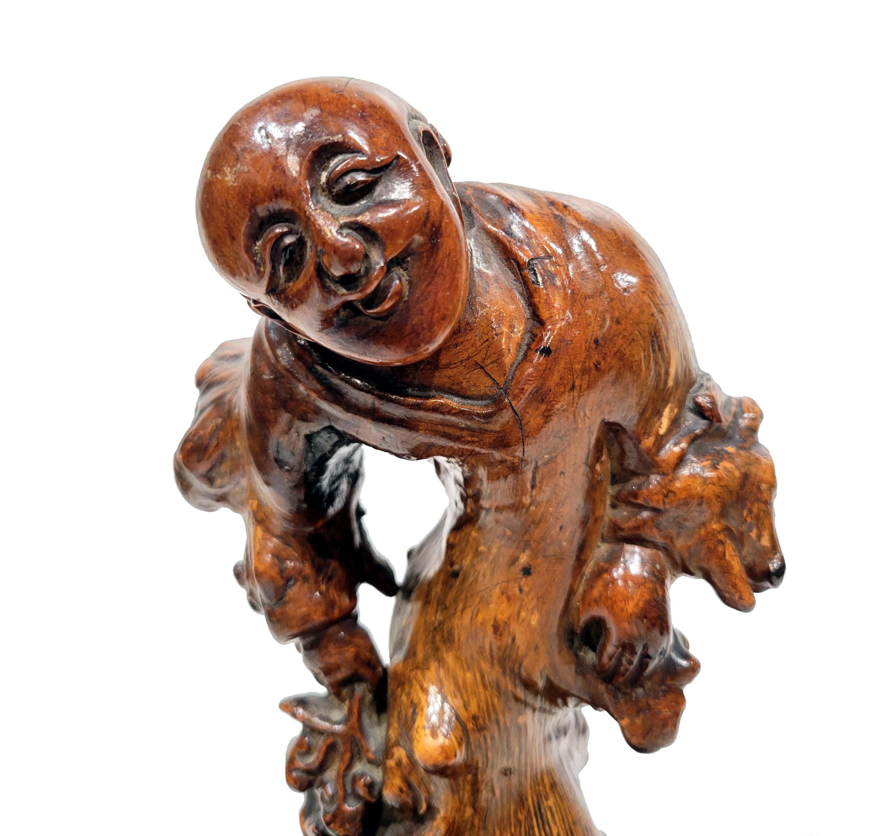Chinese Export Chinese Carved Root Wood Figure, 18th-19th Century
