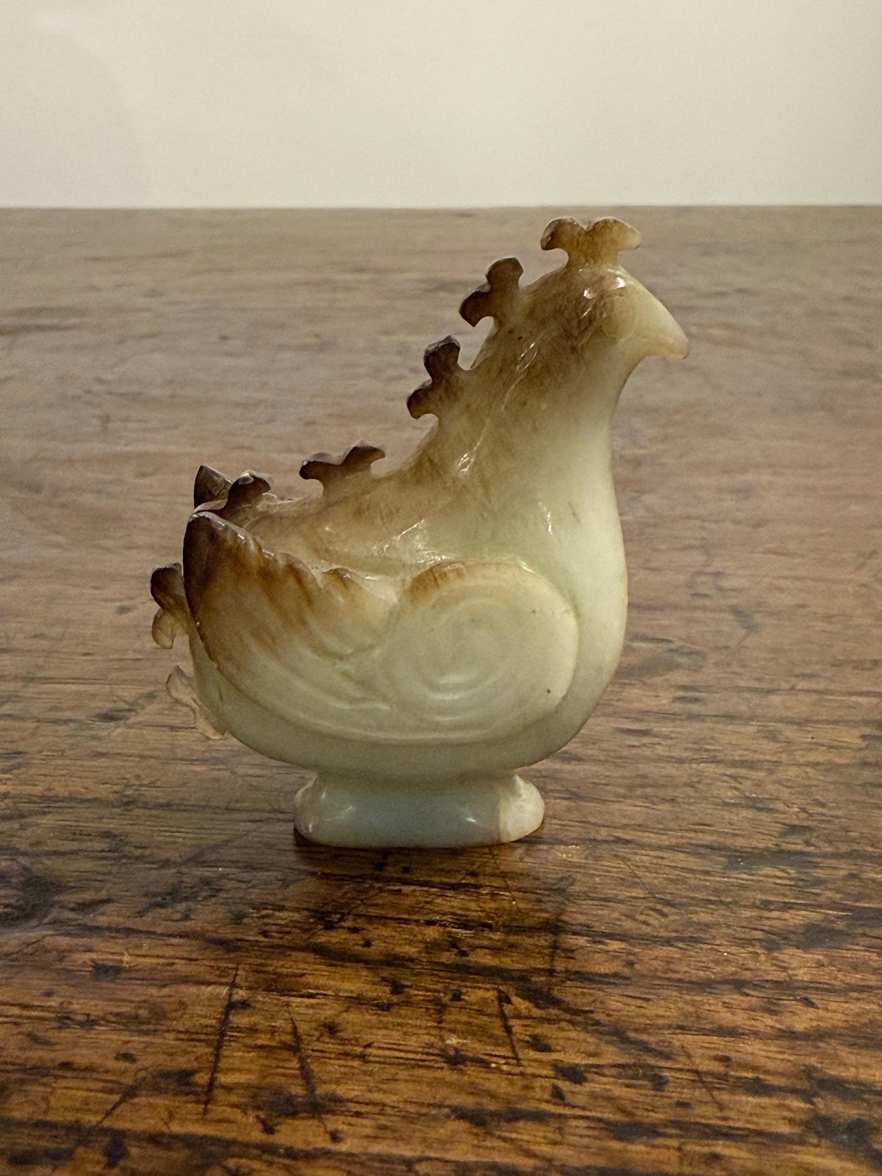 Saponaria A Chinese Carved Soapstone Figure of A Rooster, Early 20th Century in vendita