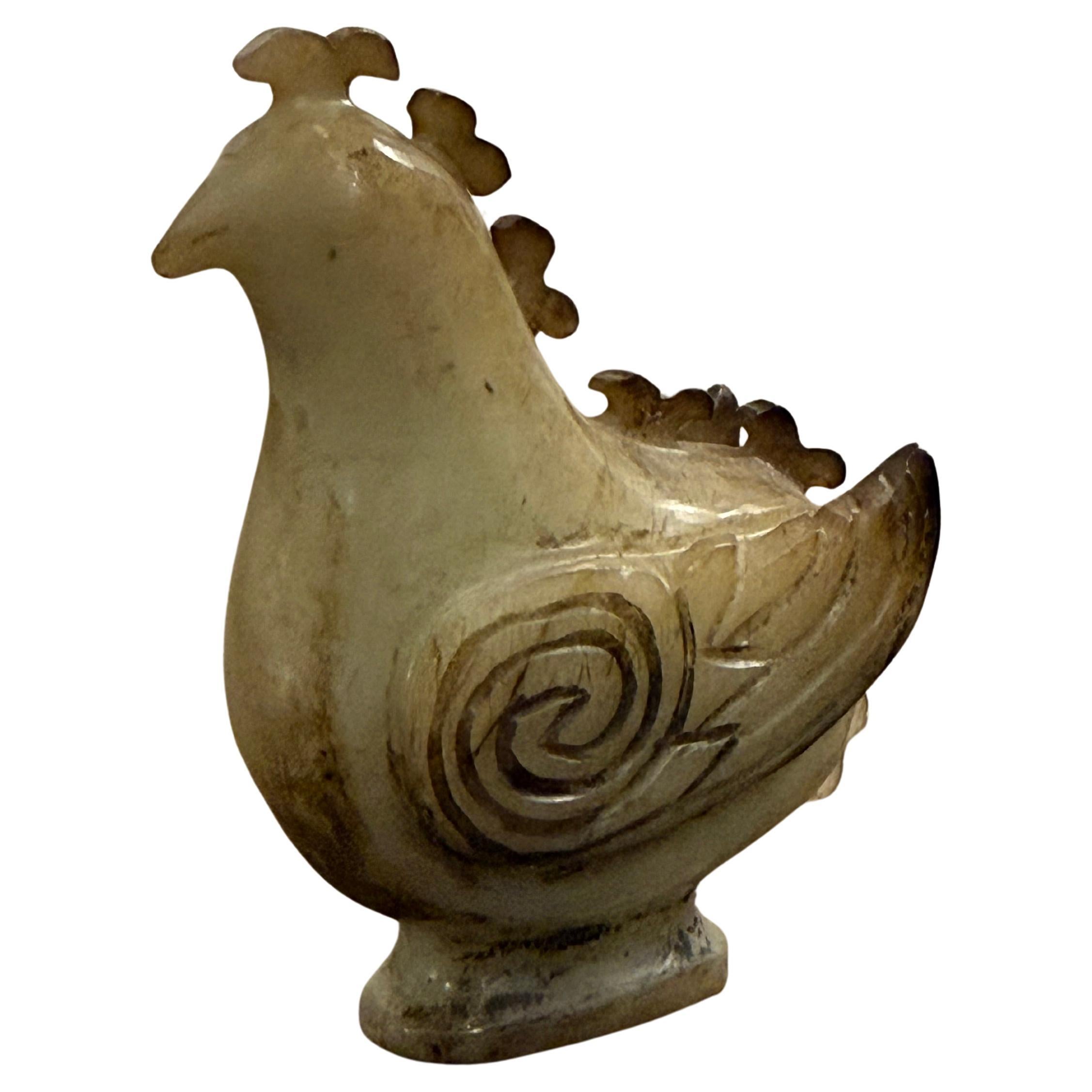 A Chinese Carved Soapstone Figure of A Rooster, Early 20th Century in vendita