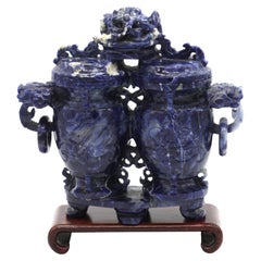 Chinese Carved Sodalite Archaistic Vessel, 19th / 20th Century