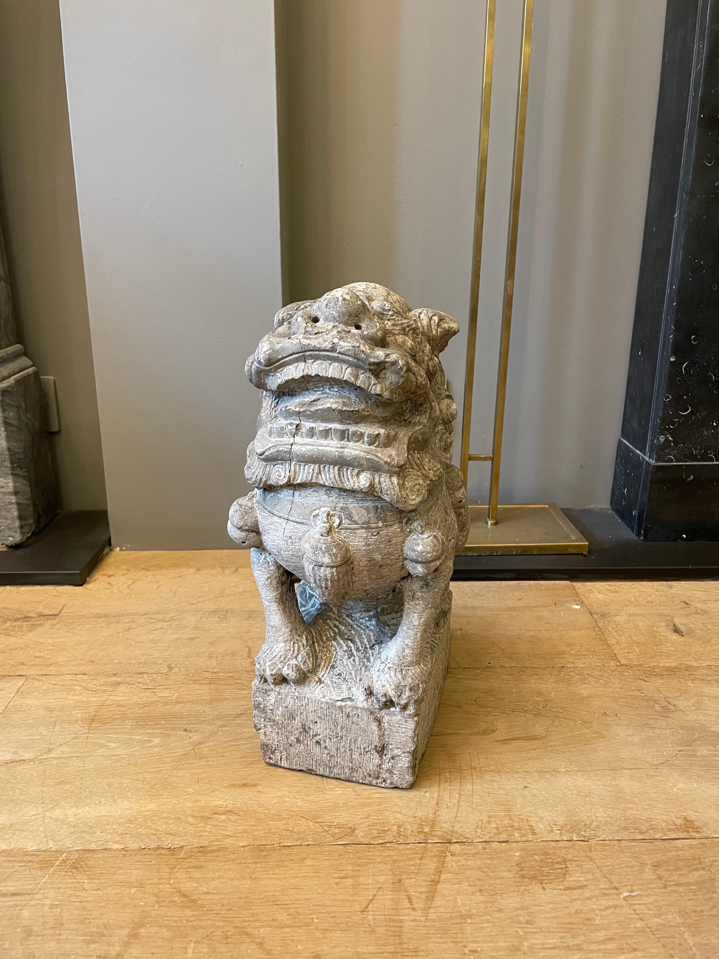 Ming Chinese Carved Stone Foo Dog