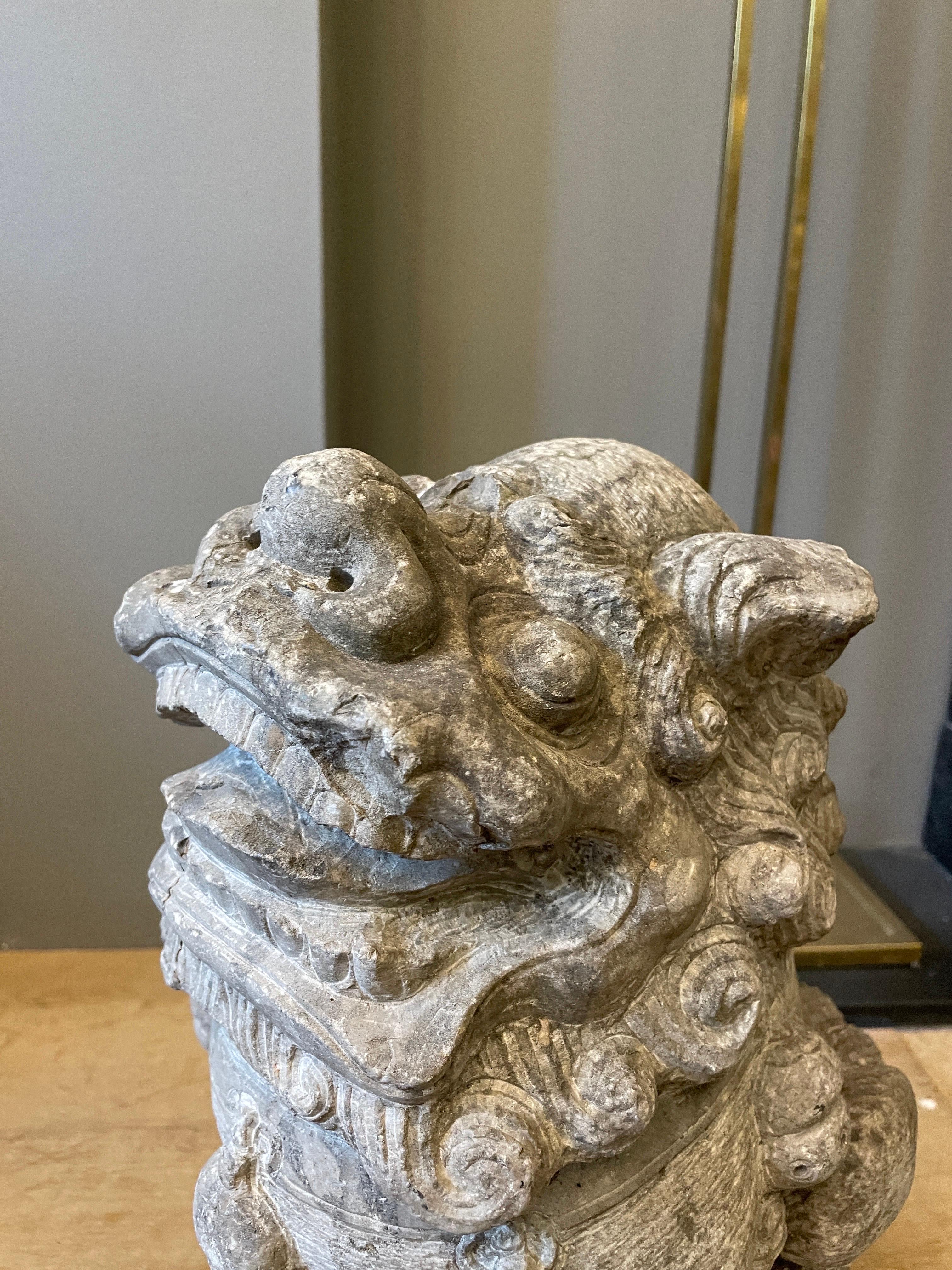 Hand-Carved Chinese Carved Stone Foo Dog