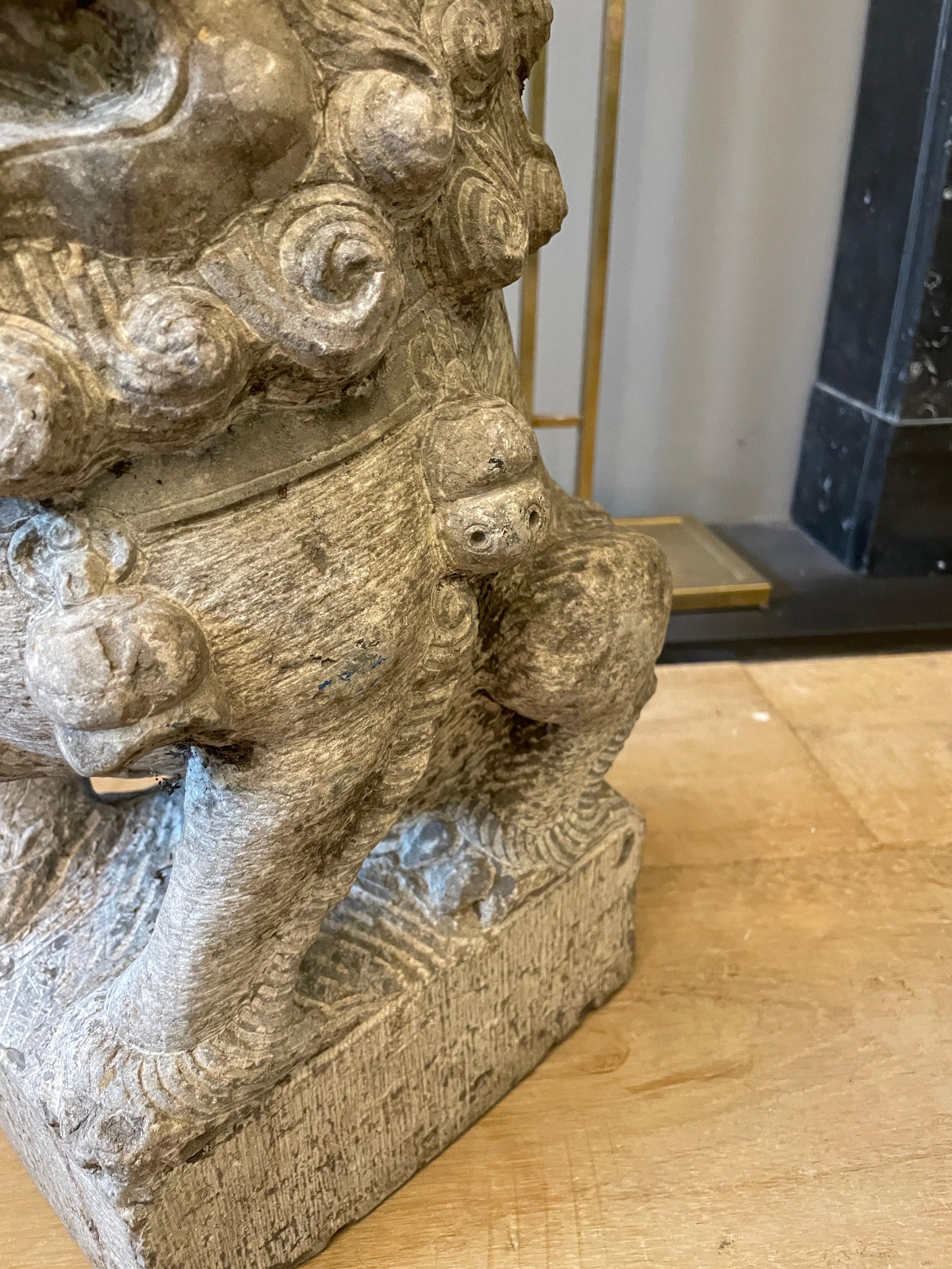 Chinese Carved Stone Foo Dog In Good Condition In London, GB