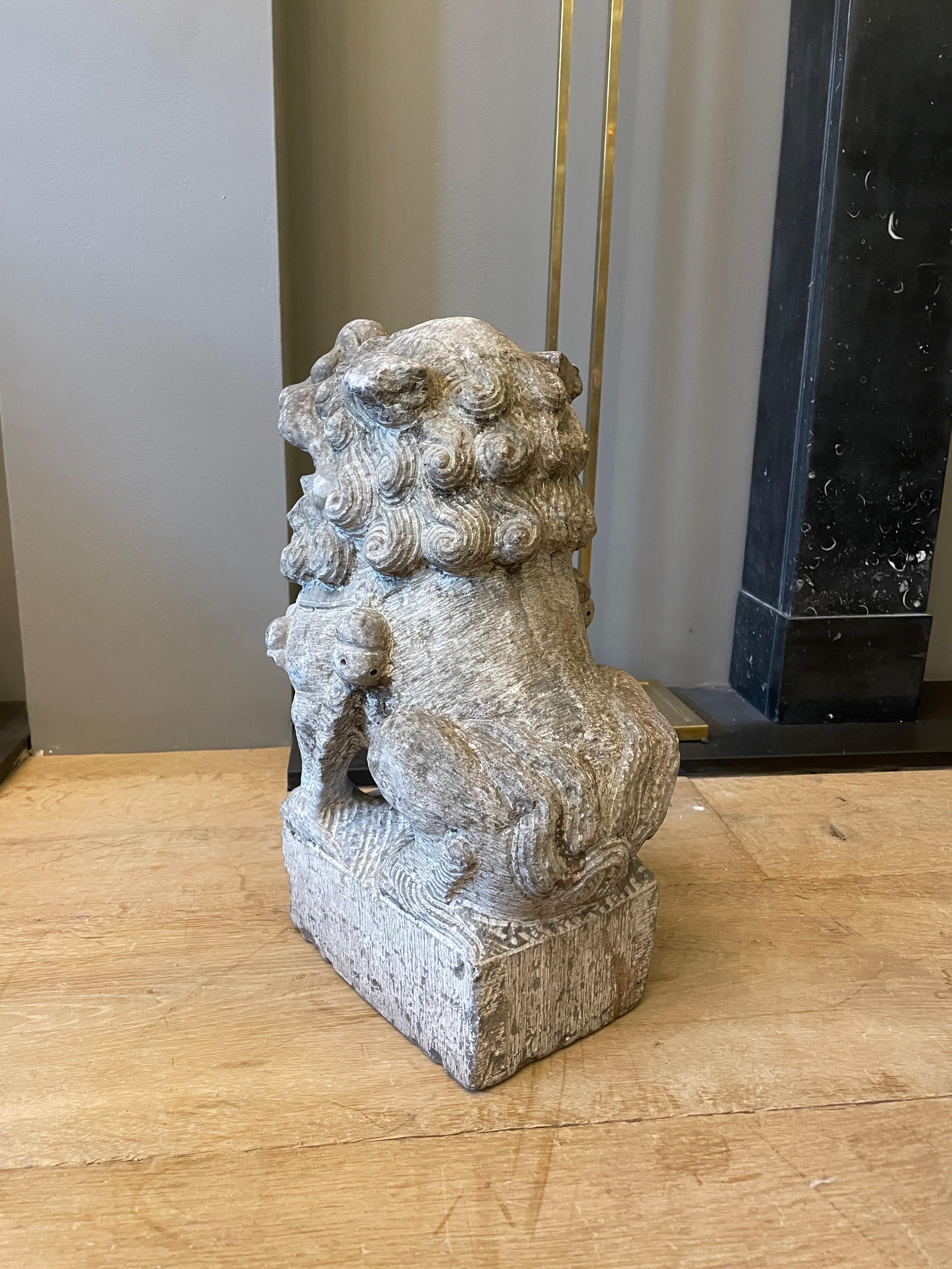 20th Century Chinese Carved Stone Foo Dog