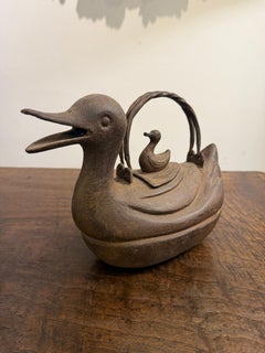 A Chinese Cast Iron Duck-Shaped Teapot With Mark, 19th Century
