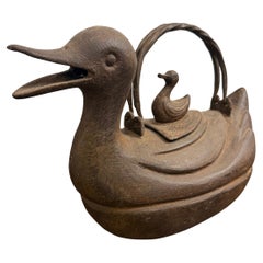 A Chinese Cast Iron Duck-Shaped Teapot With Mark, 19th Century