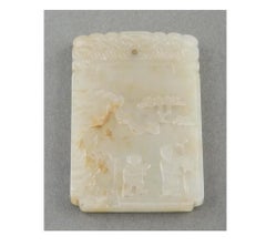 A Chinese Celadon Jade Plaque Pendant