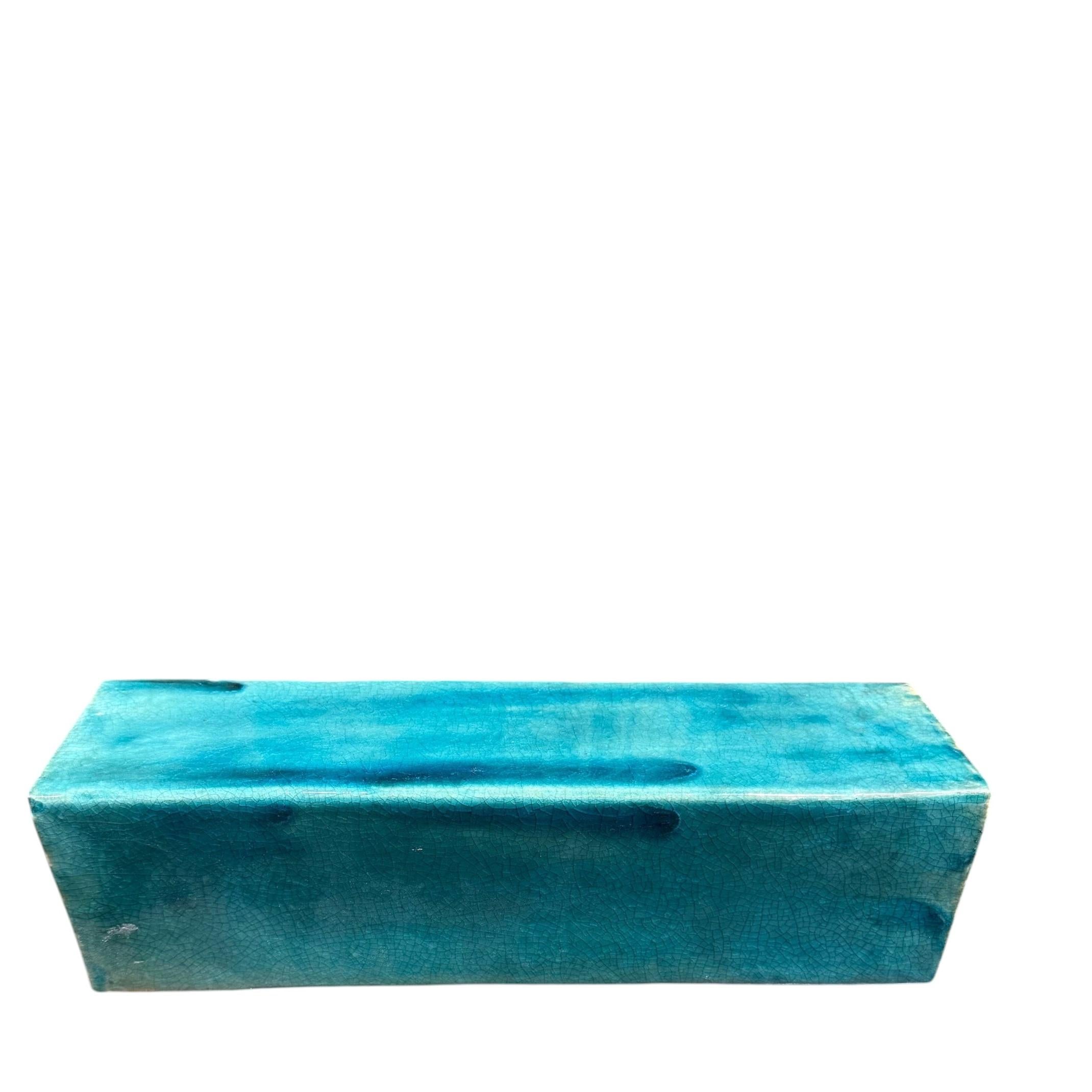 A Chinese Ceramic Turquoise Glazed 'Shiwan' Opium Pillow, Early 20th Century