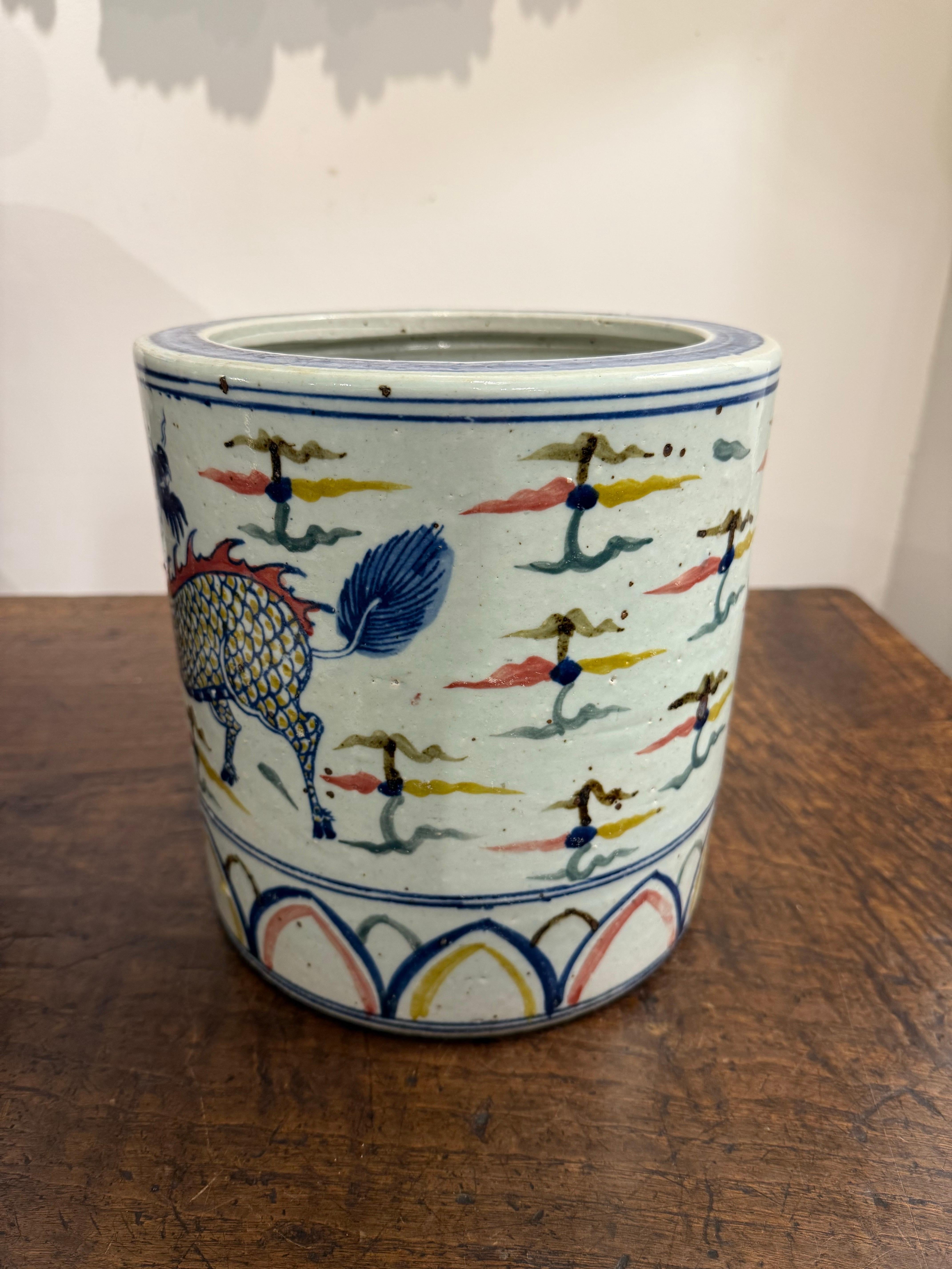 Jardinière Wucai en céramique chinoise, 19e siècle Bon état - En vente à ARMADALE, VIC
