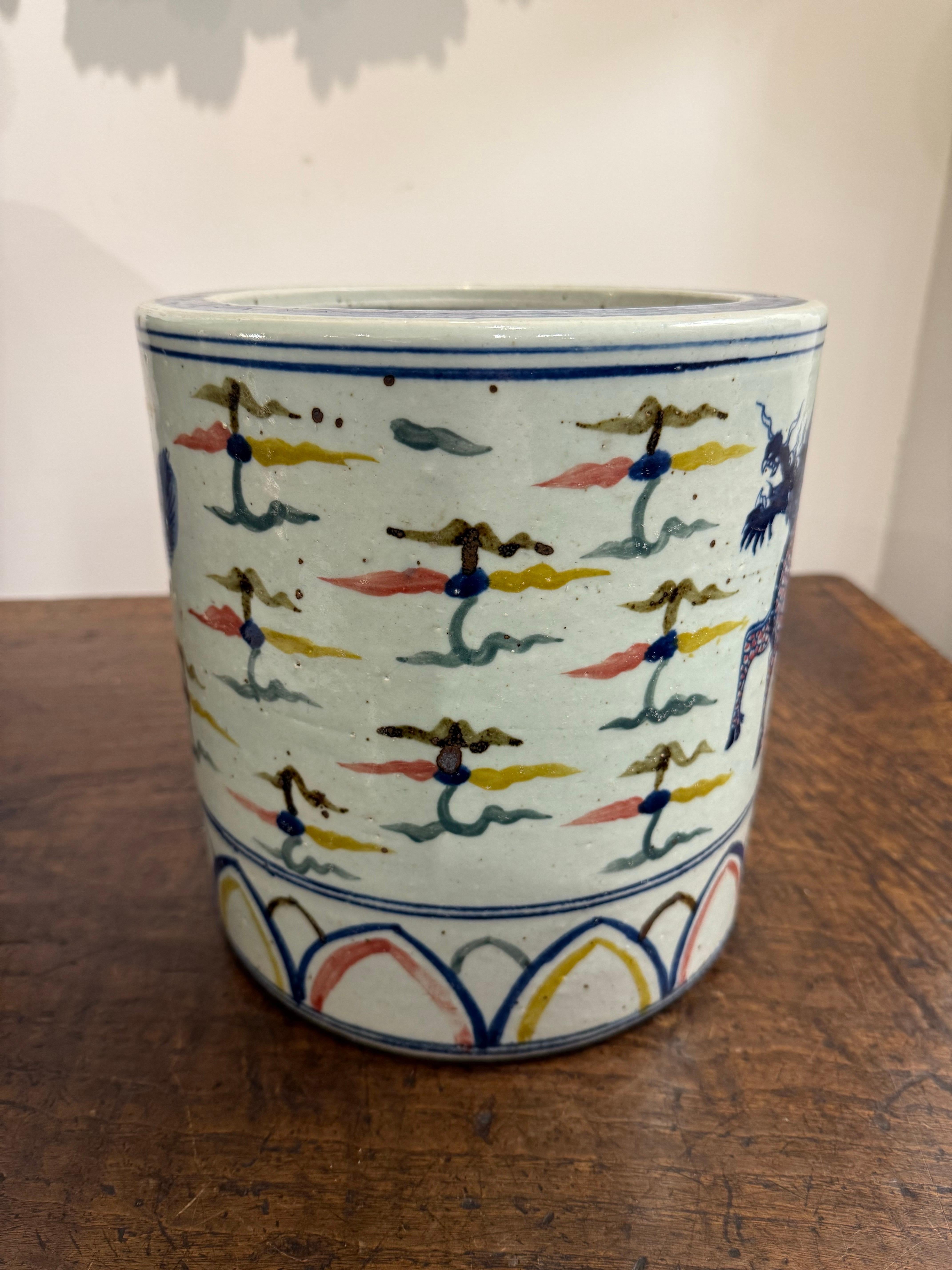 XIXe siècle Jardinière Wucai en céramique chinoise, 19e siècle en vente