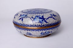 Chinese Cloisonne Enamel Blue and White Covered Box