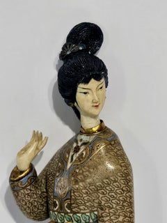 A Chinese Cloisonné Enamel Carved Guanyin Statue