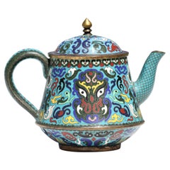 Vintage Chinese Cloisonné Enamel Teapot and Cover, 20th Century