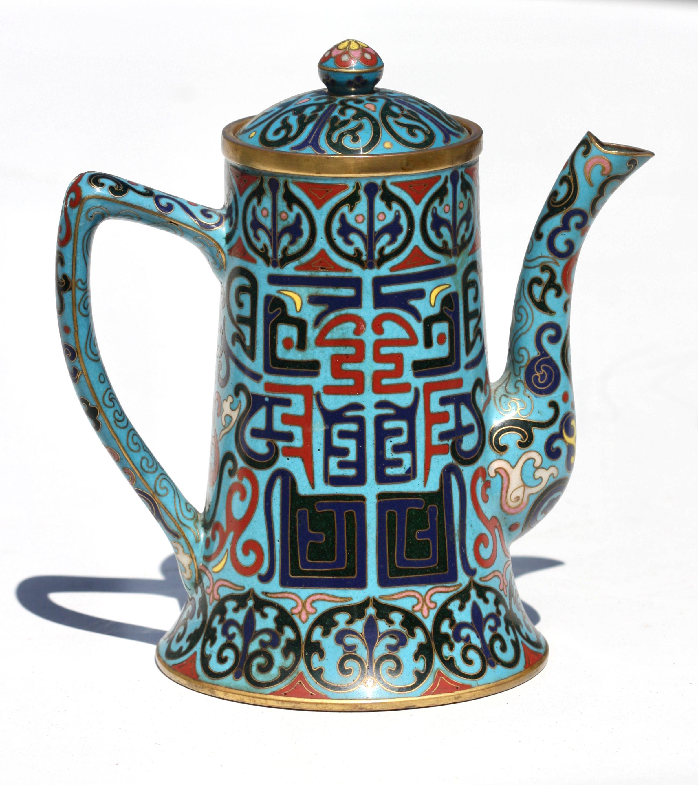 Chinese Cloisonné Enamel Teapot and Cover 1