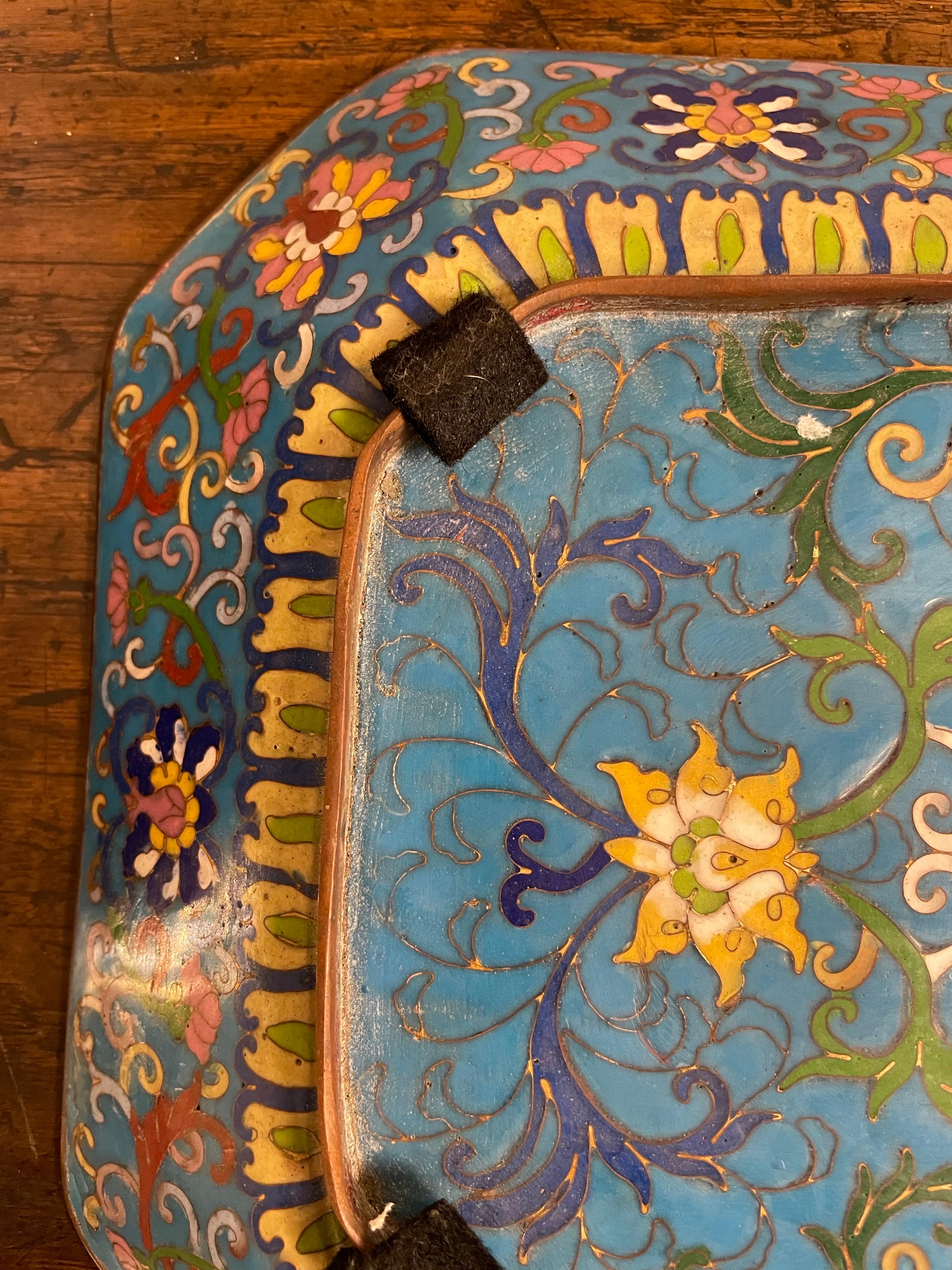 A Chinese Cloisonne Tray with Qianlong Mark, Early 20th Century For Sale 6