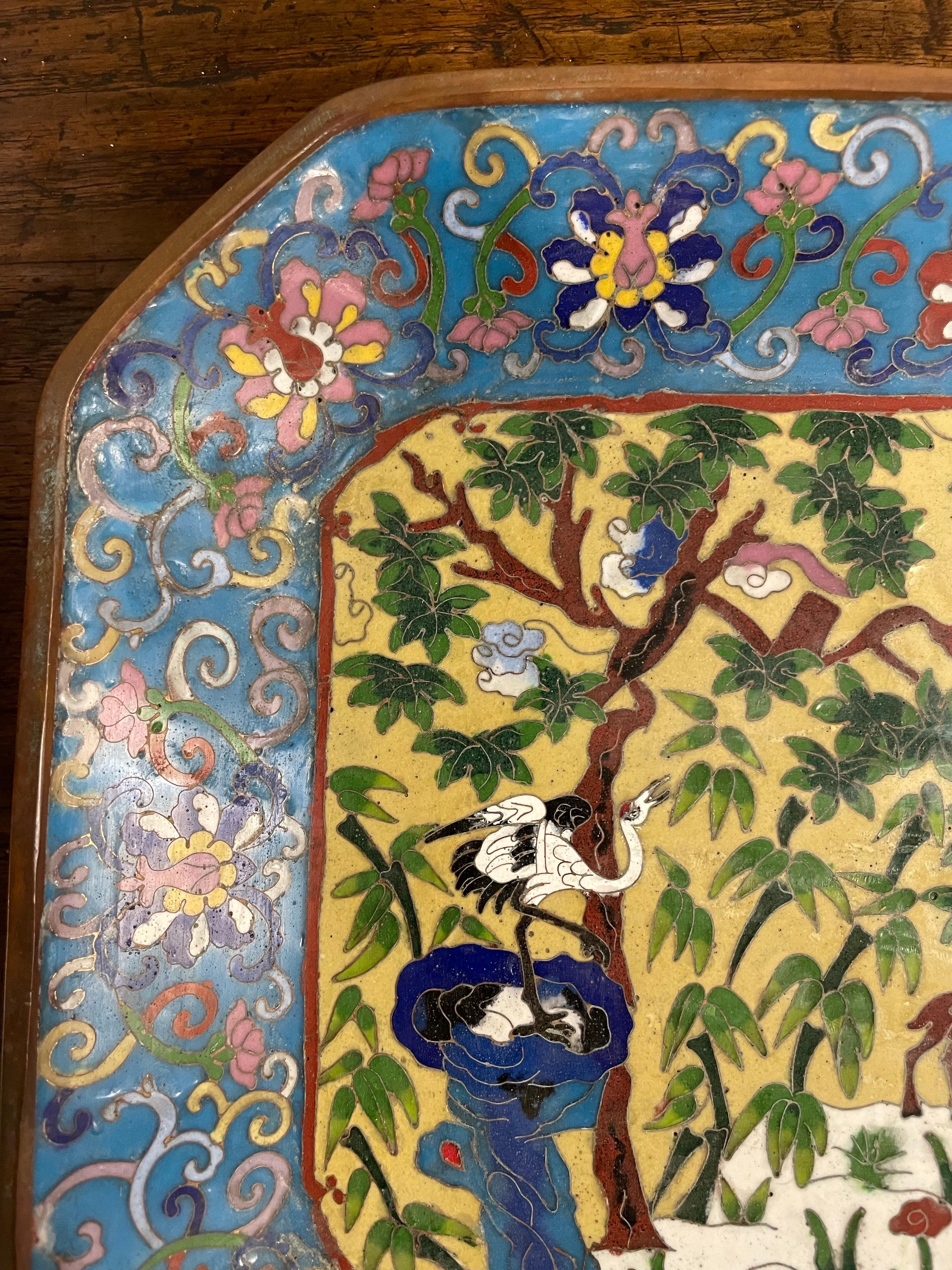 A Chinese Cloisonne Tray with Qianlong Mark, Early 20th Century
Home decor, Interior design and collectibles.

Provenance: Private Victoria Collection.

Dimension:
Height: 3.6cm
Width: 29.2cm
Depth: 23.3cm