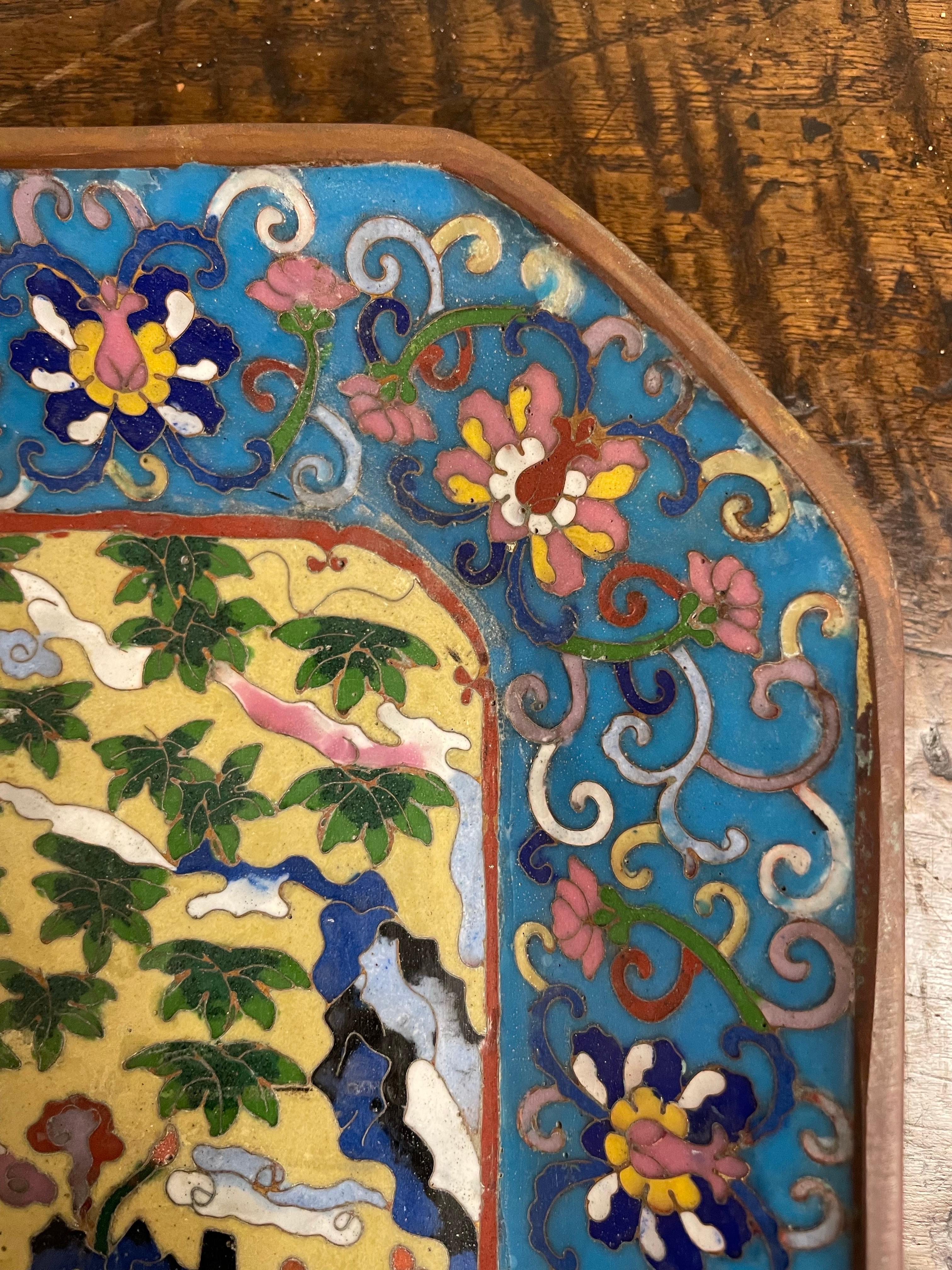 A Chinese Cloisonne Tray with Qianlong Mark, Early 20th Century For Sale 1