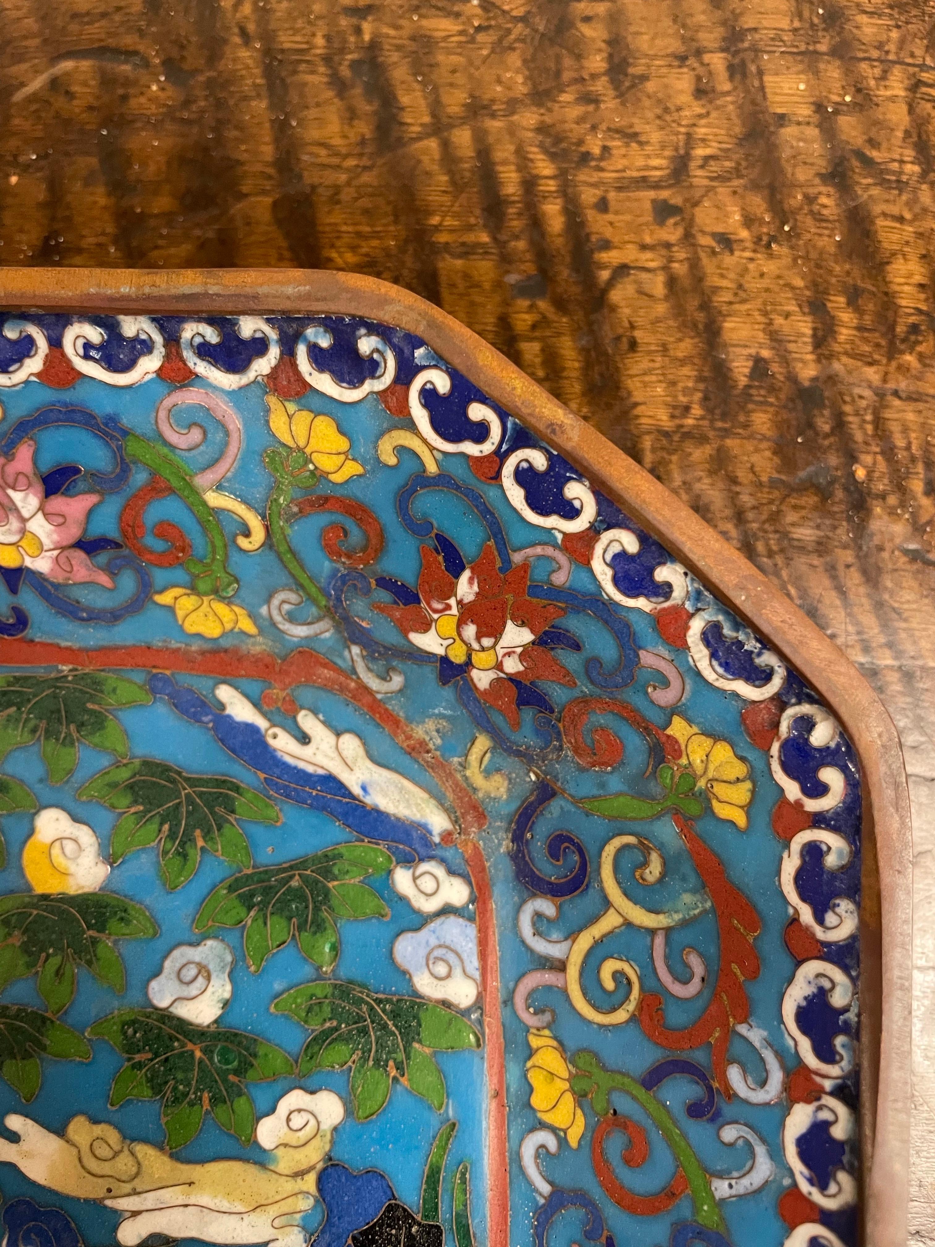 A Chinese Cloisonne Tray with Qianlong Mark, Early 20th Century For Sale 1