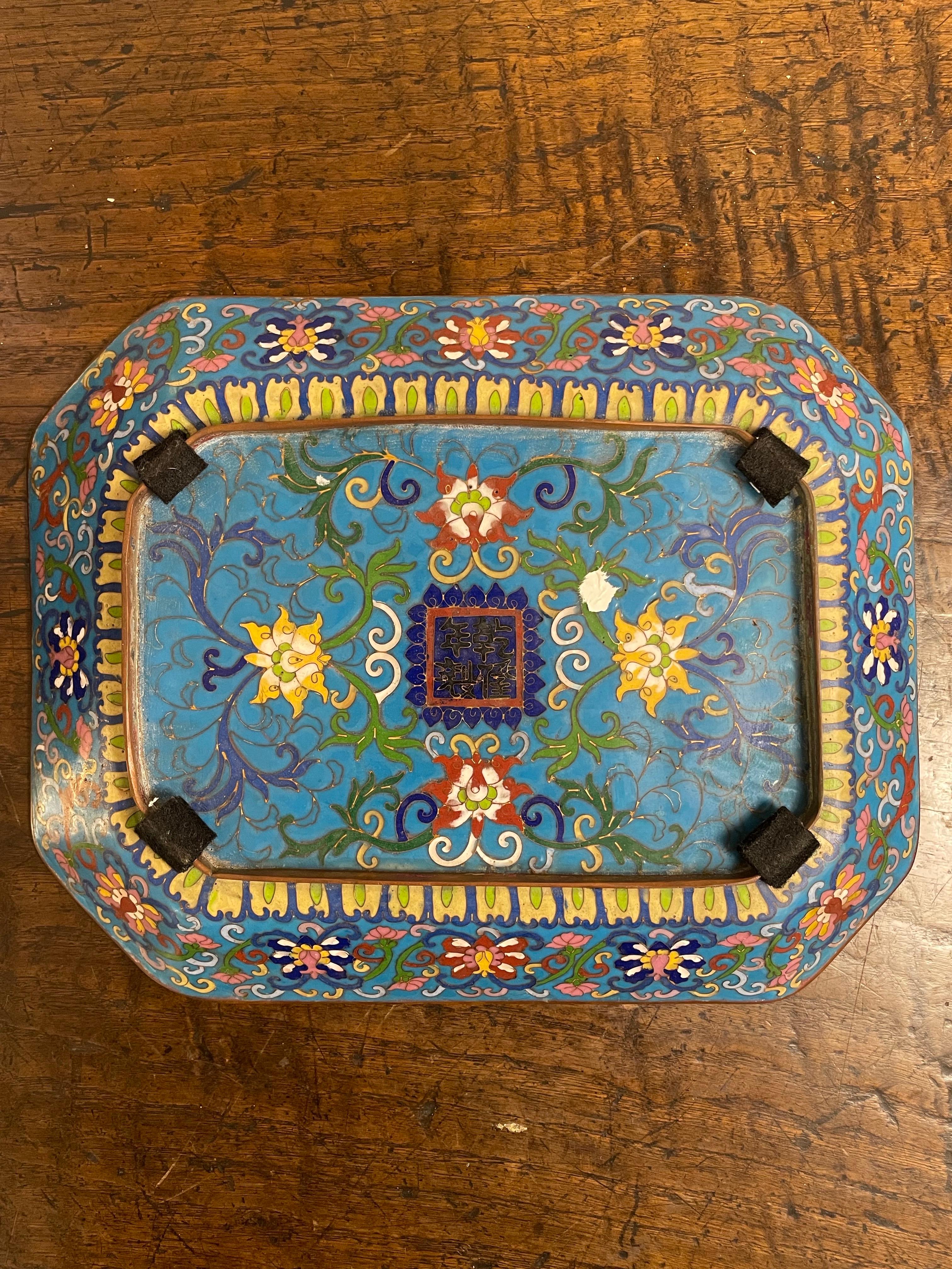 A Chinese Cloisonne Tray with Qianlong Mark, Early 20th Century For Sale 2